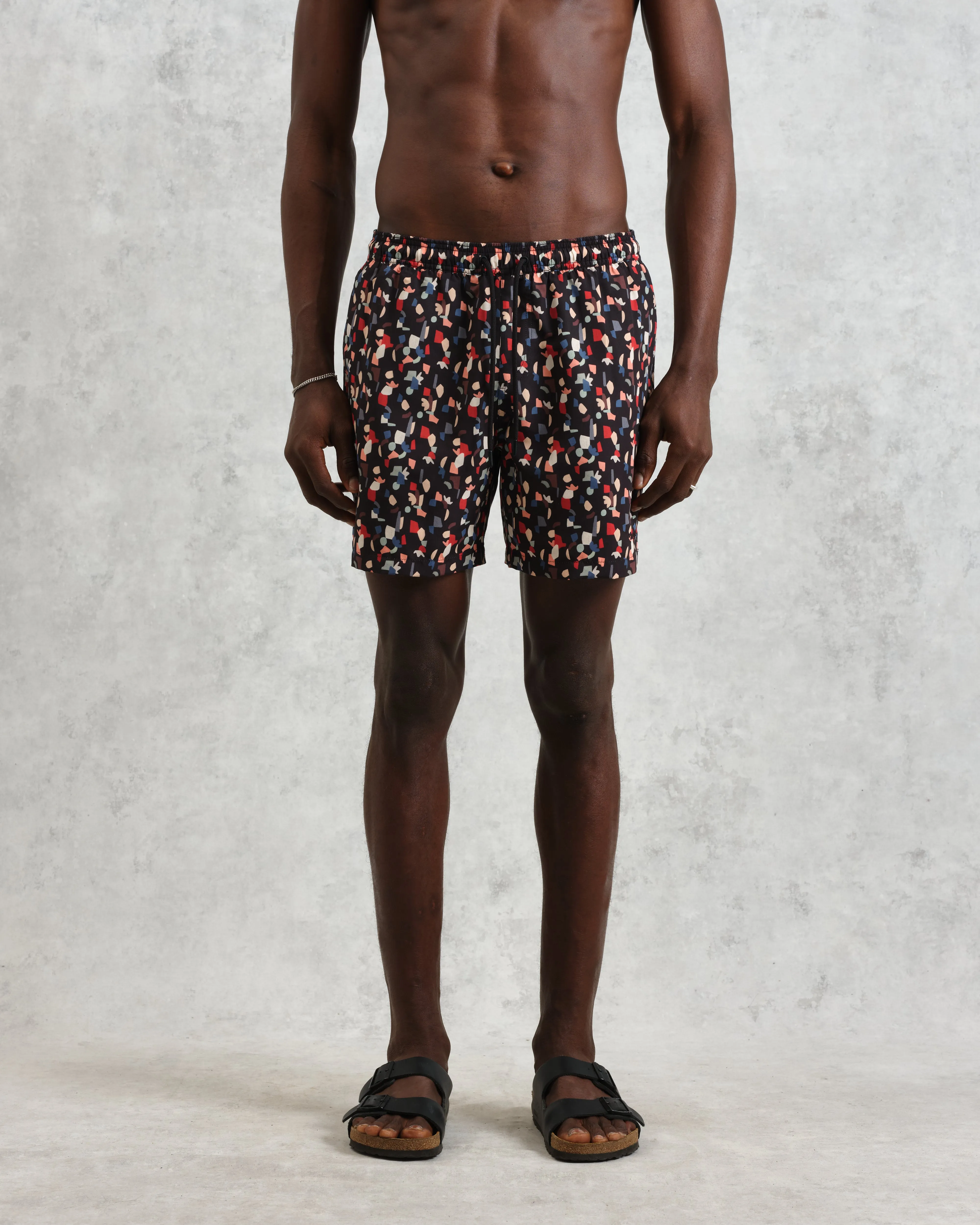 Brockwell - Black Geometric Logo Swim Shorts sold by Wax London product image thumbnail 3