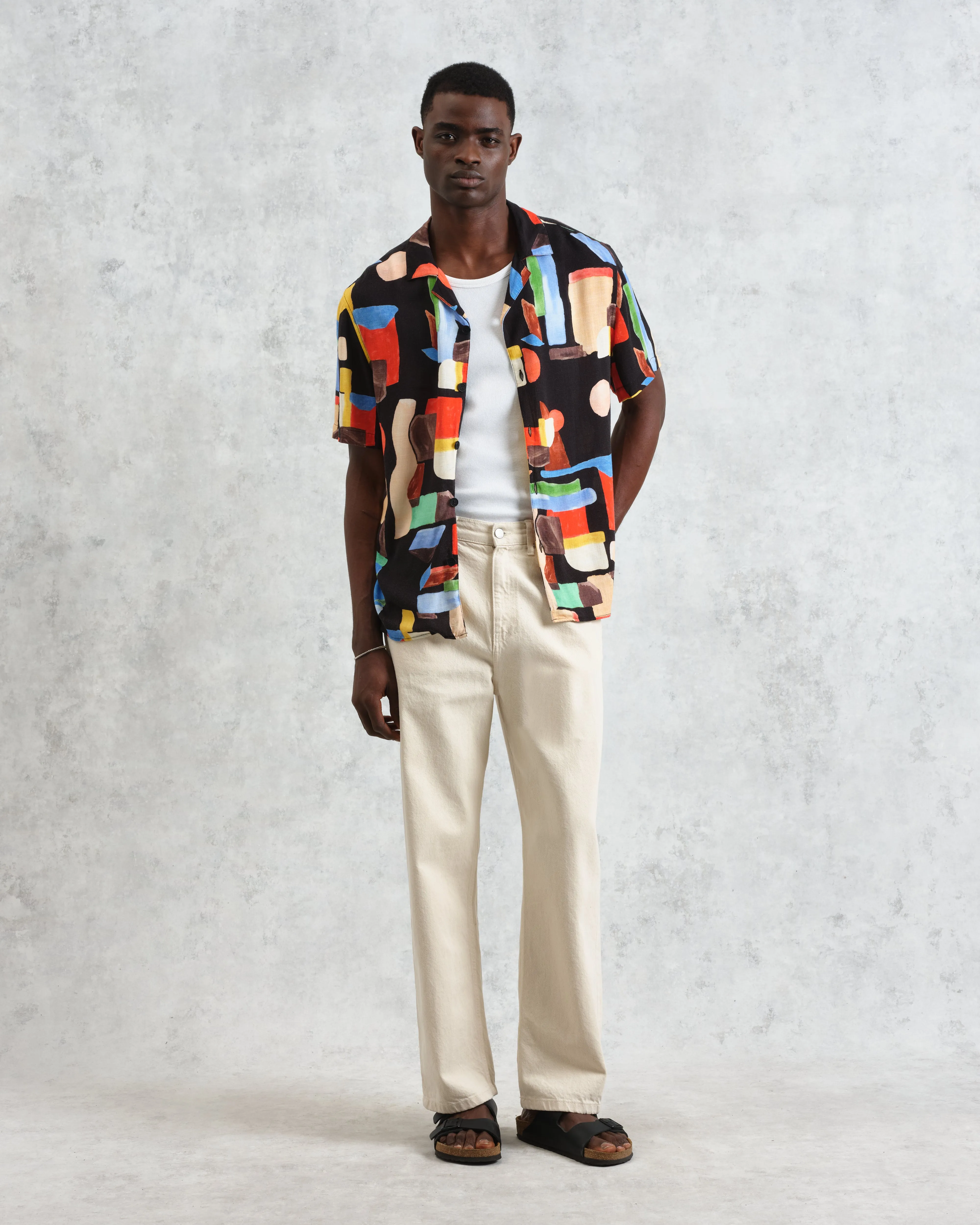 Didcot - Black And Multicolour Pablo Short-Sleeve Shirt sold by Wax London product image thumbnail 4