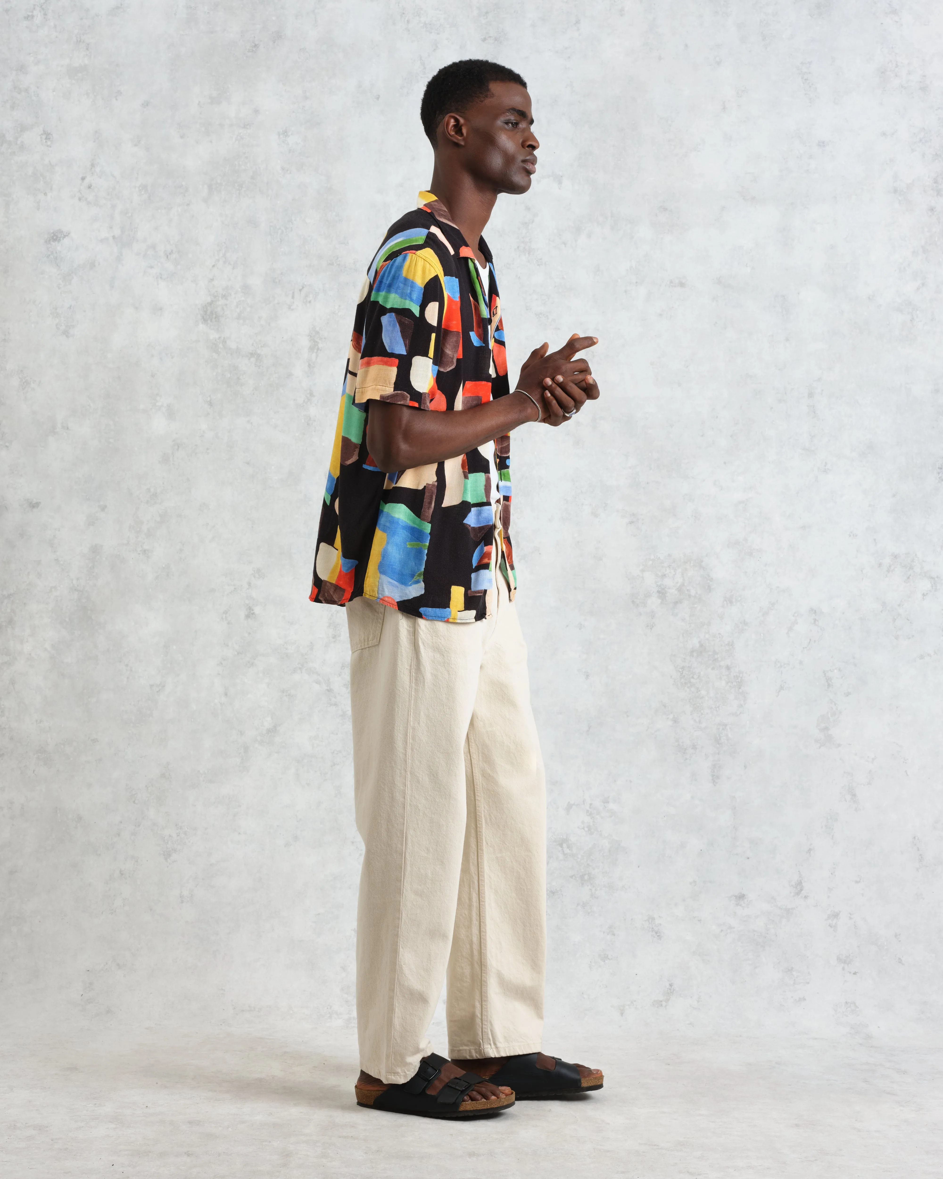Didcot - Black And Multicolour Pablo Short-Sleeve Shirt sold by Wax London product image thumbnail 5