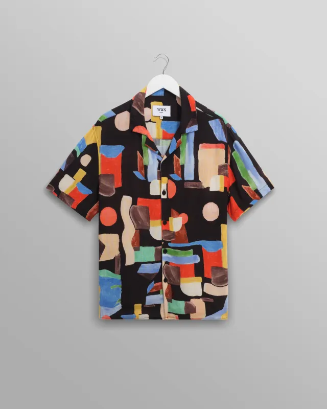 Didcot - Black And Multicolour Pablo Short-Sleeve Shirt sold by Wax London