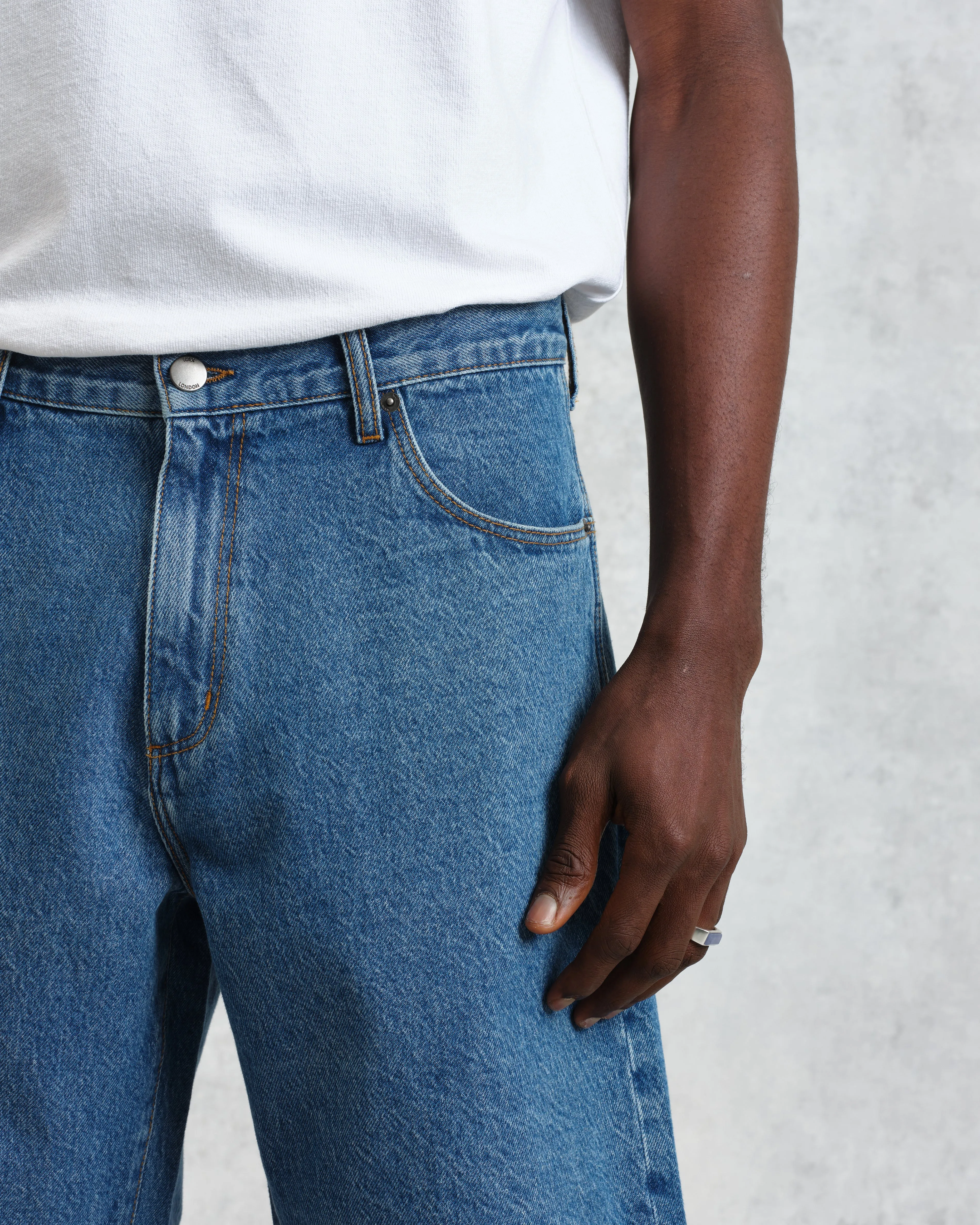 Dalston - Mid-Blue Denim Shorts sold by Wax London product image thumbnail 4