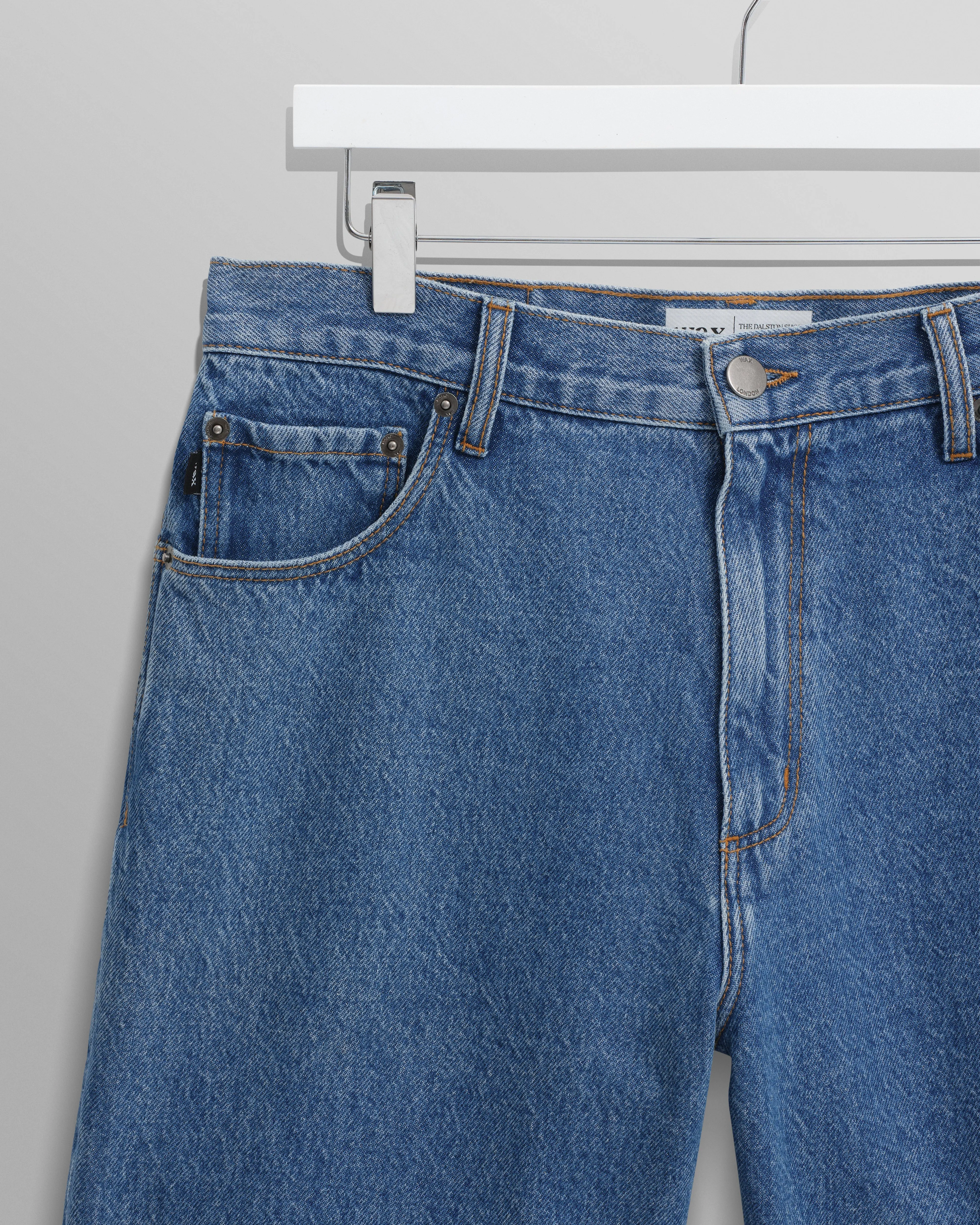Dalston - Mid-Blue Denim Shorts sold by Wax London product image thumbnail 5