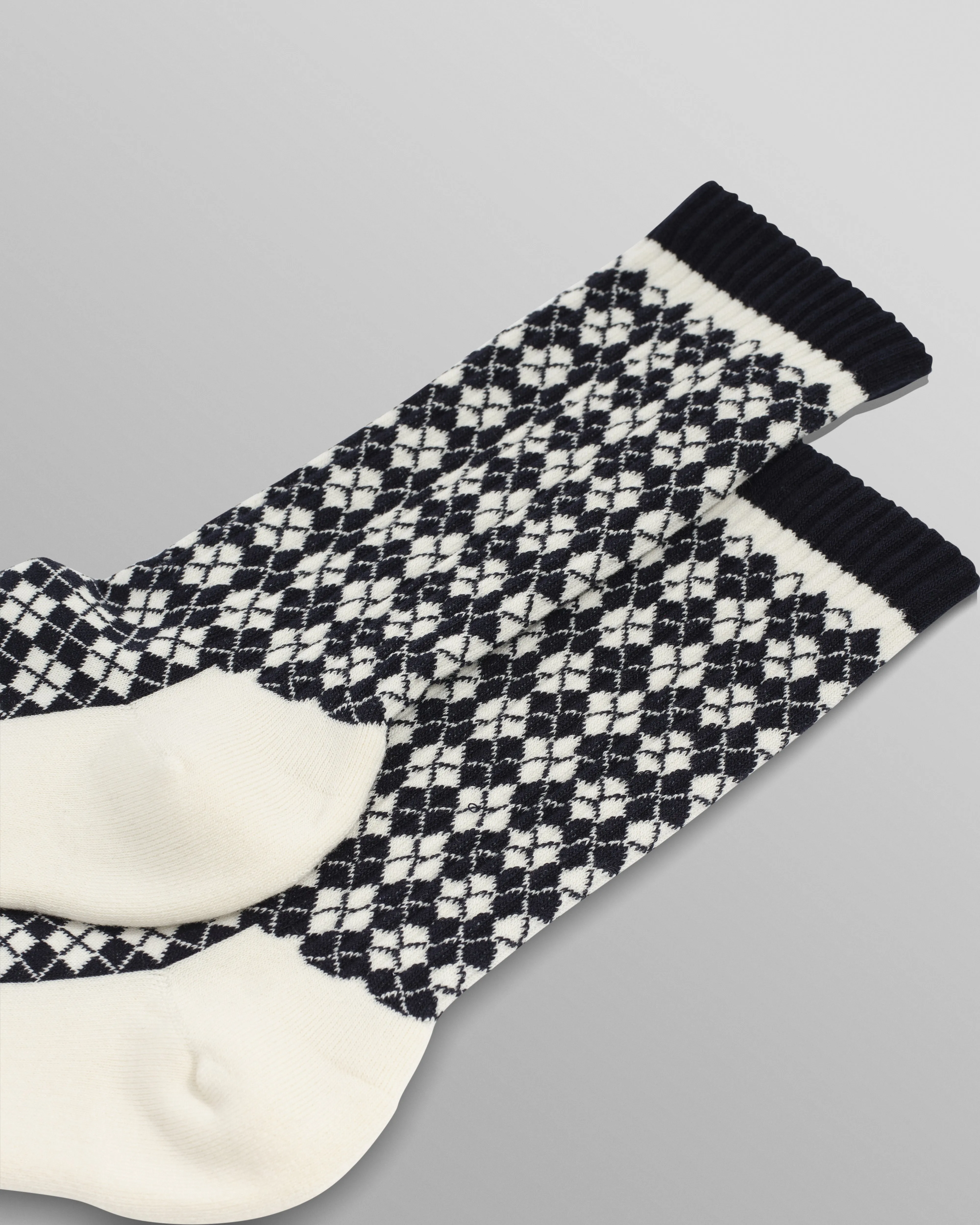Galway - Navy And Ecru Argyle Socks sold by Wax London product image thumbnail 2
