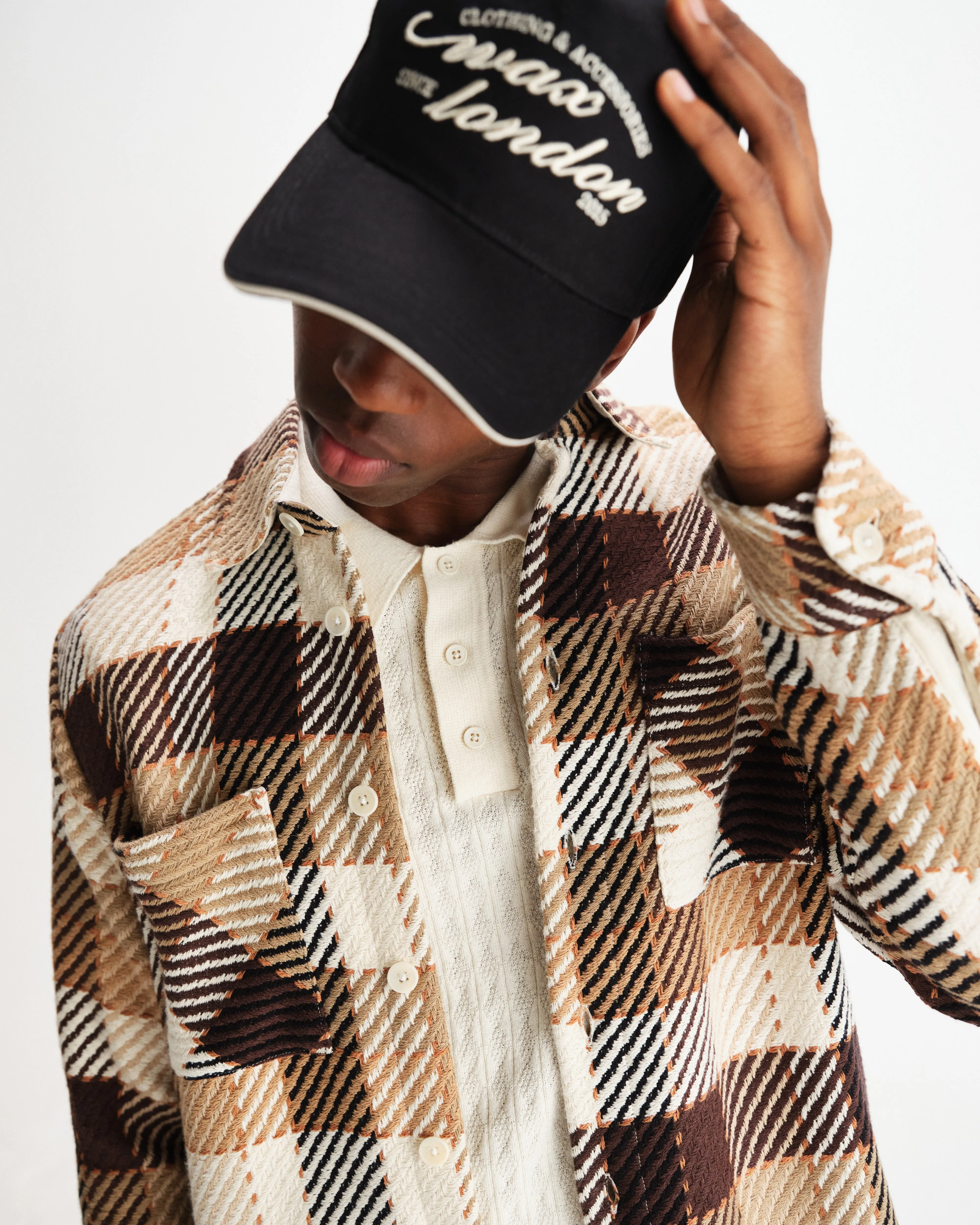 Whiting - Natural And Brown Pike Check Overshirt sold by Wax London product image thumbnail 3