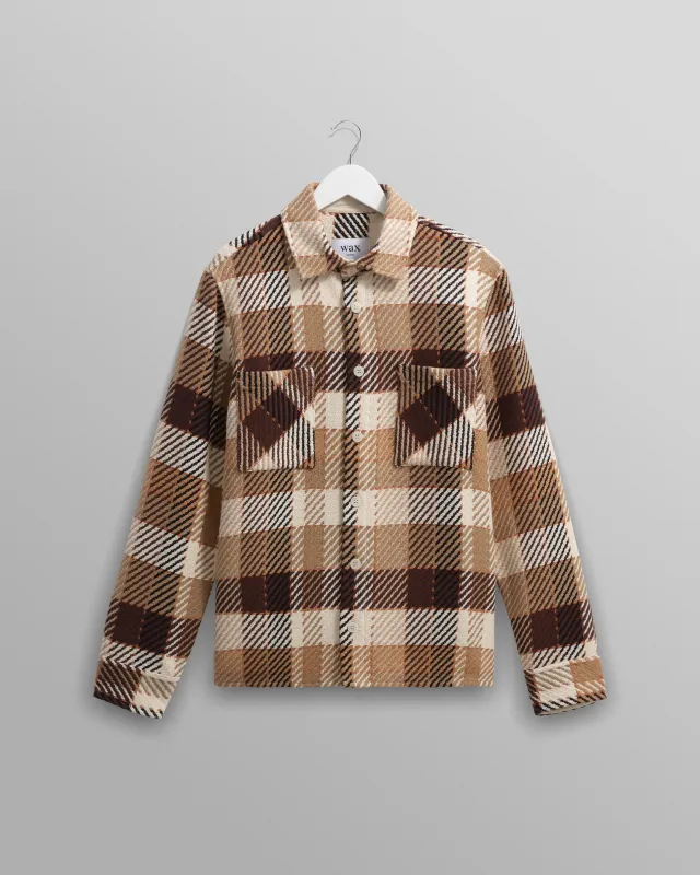 Whiting - Natural And Brown Pike Check Overshirt sold by Wax London