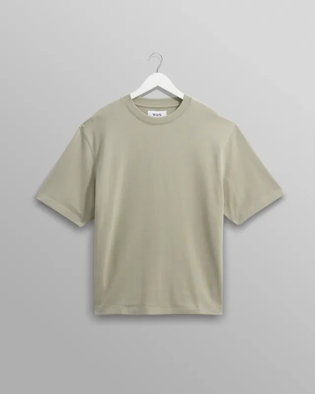 Milton - Light Sage Organic Emorised Cotton T-Shirt sold by Wax London