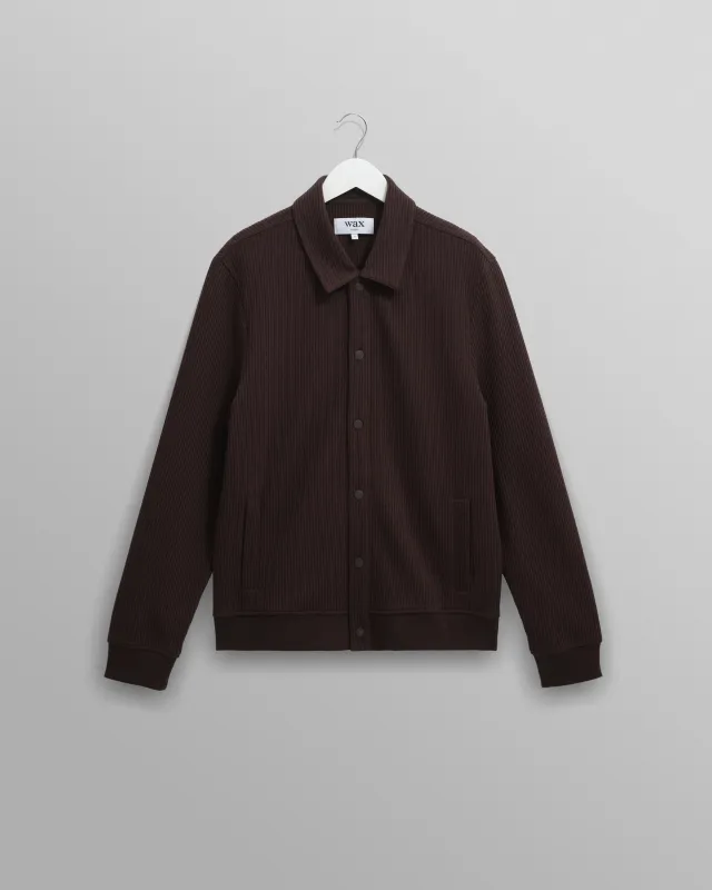 Hays - Dark Brown Structured Waffle Overshirt sold by Wax London