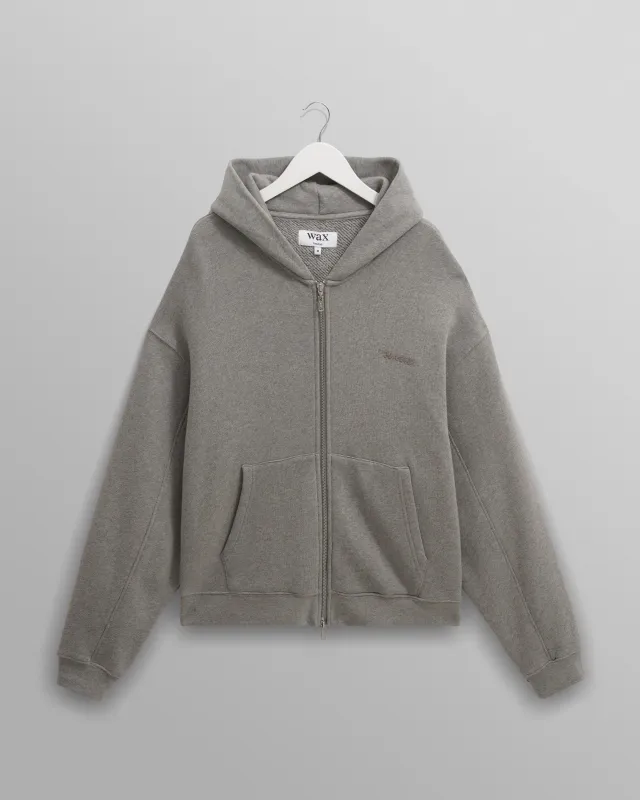 Harris - Grey Embroidered Logo Loopback Cotton Hoodie sold by Wax London
