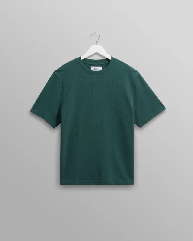 Dean - Teal Textured Organic Cotton T-Shirt sold by Wax London