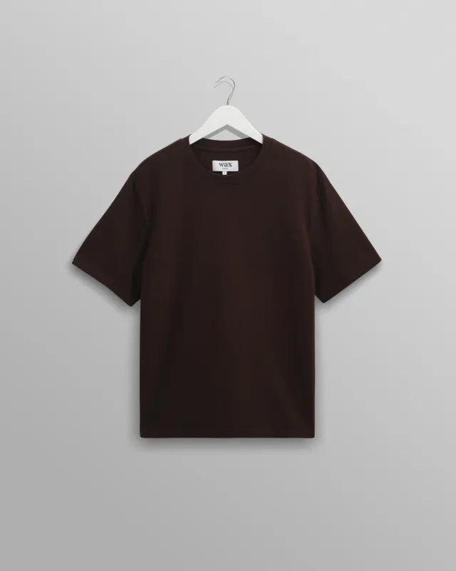 Dean - Dark Brown Textured Organic Cotton T-Shirt sold by Wax London