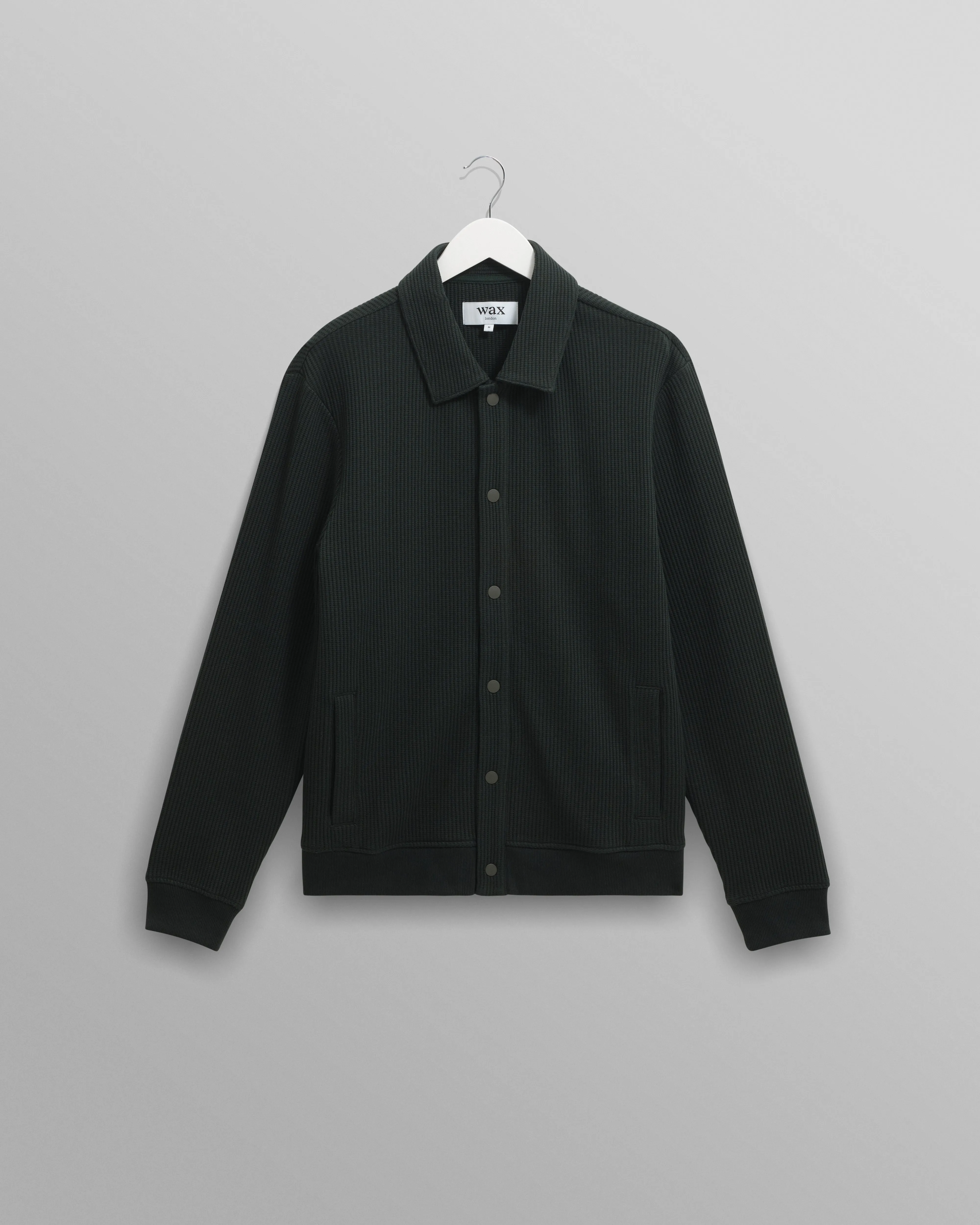 Hays - Dark Green Structured Waffle Overshirt sold by Wax London