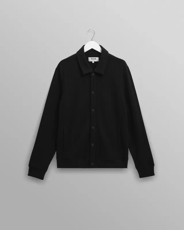 Hays - Black Structured Waffle Overshirt sold by Wax London