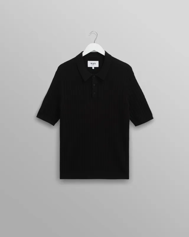 Naples - Black Diamond Stripe Knitted Polo sold by Wax London