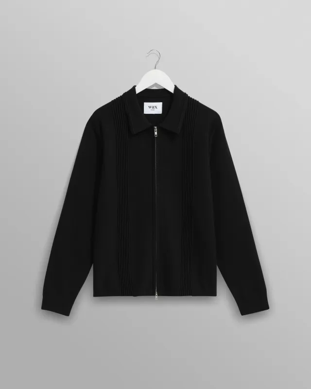 Lennox - Black Milano Stripe Knitted Polo sold by Wax London