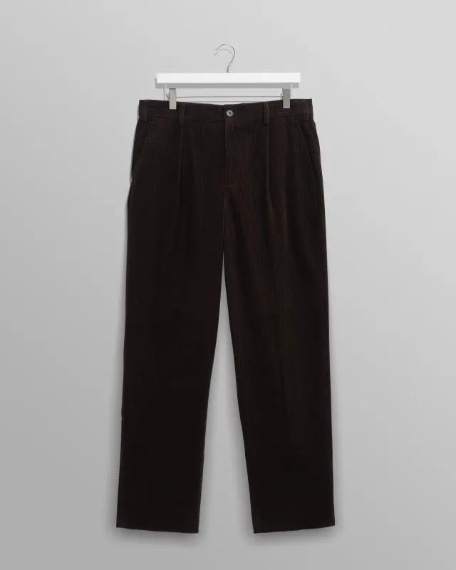 Aubyn - Black Soft Corduroy Pleated Trousers sold by Wax London