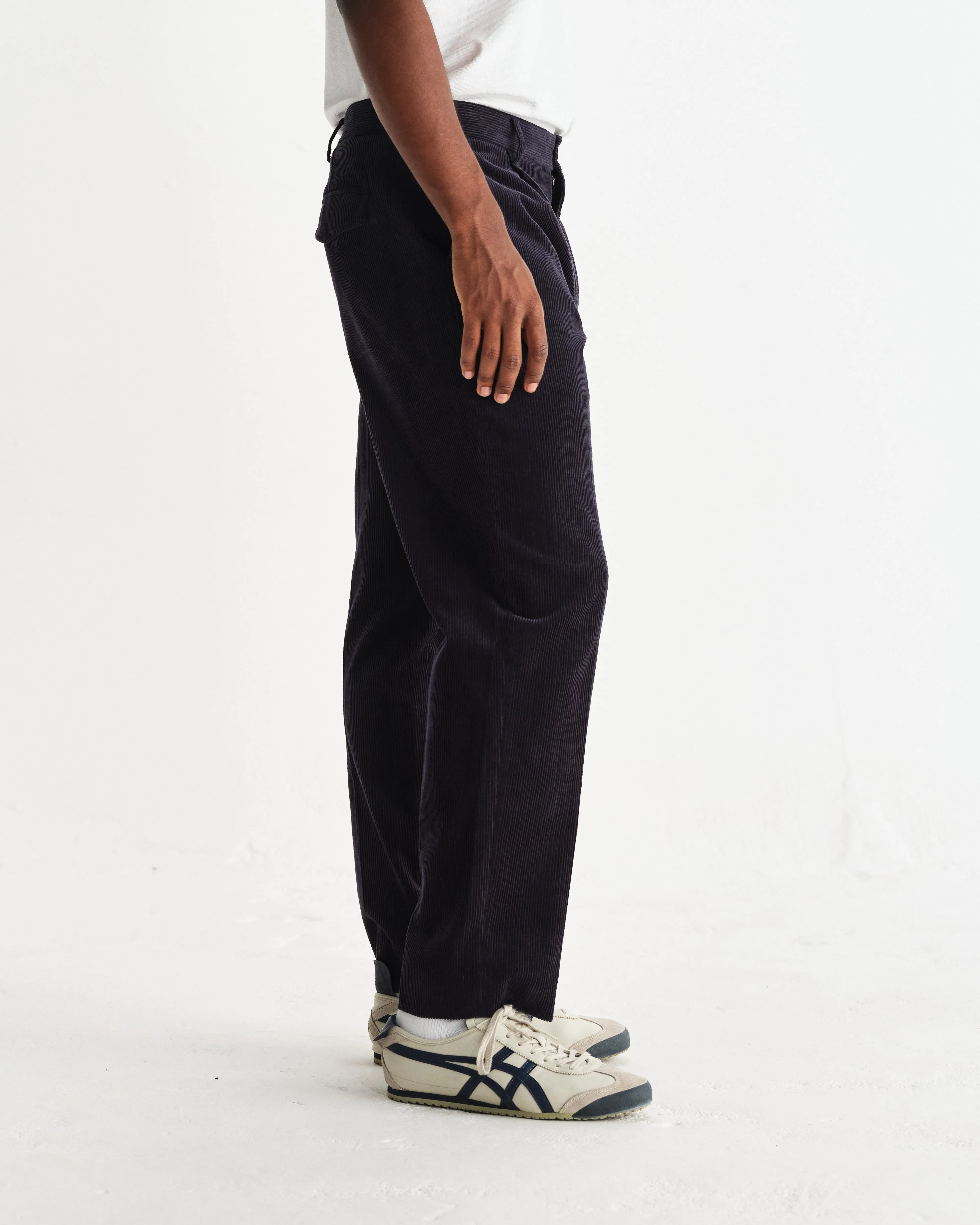 Aubyn - Navy Soft Corduroy Pleated Trousers sold by Wax London product image thumbnail 4