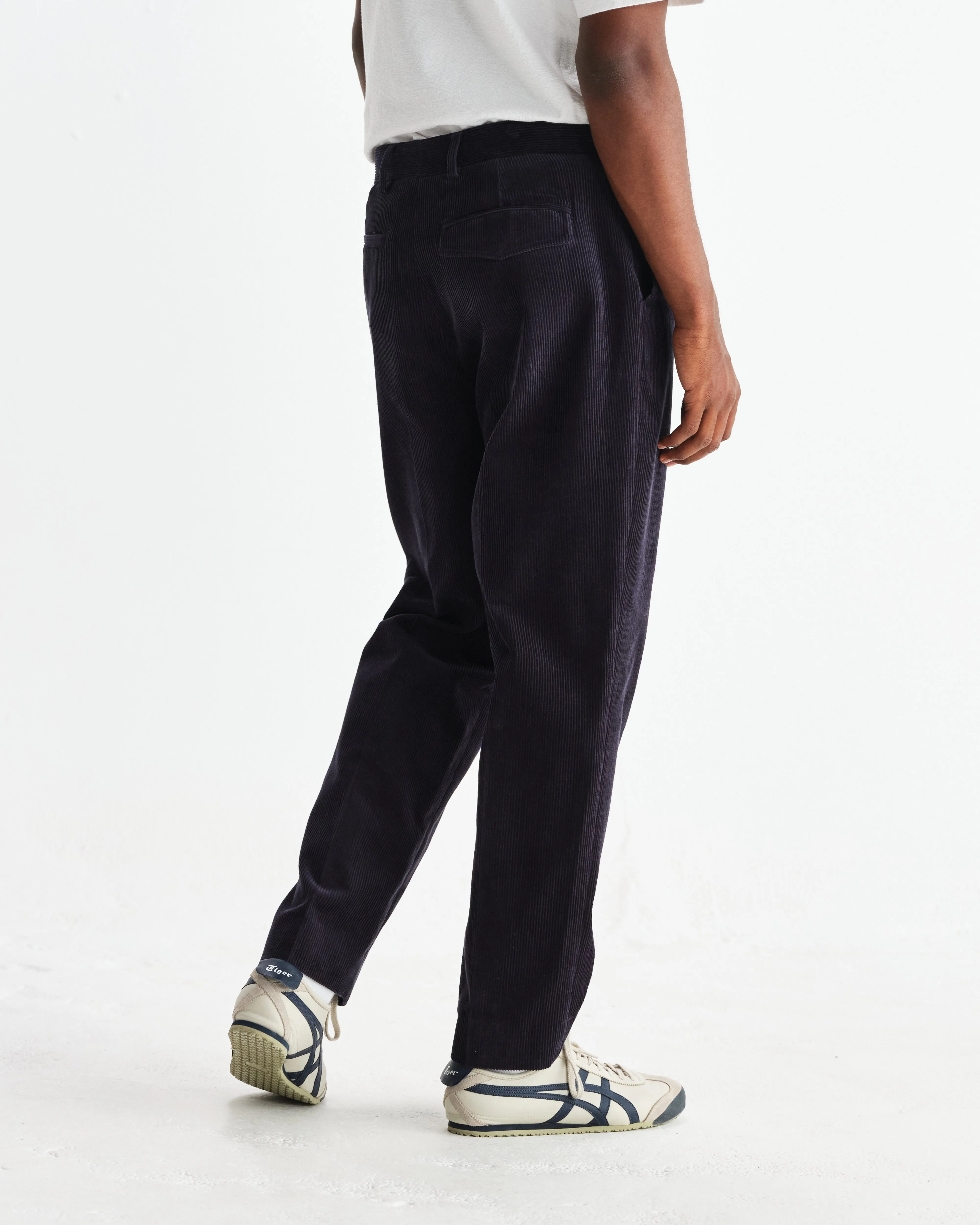 Aubyn - Navy Soft Corduroy Pleated Trousers sold by Wax London product image thumbnail 5