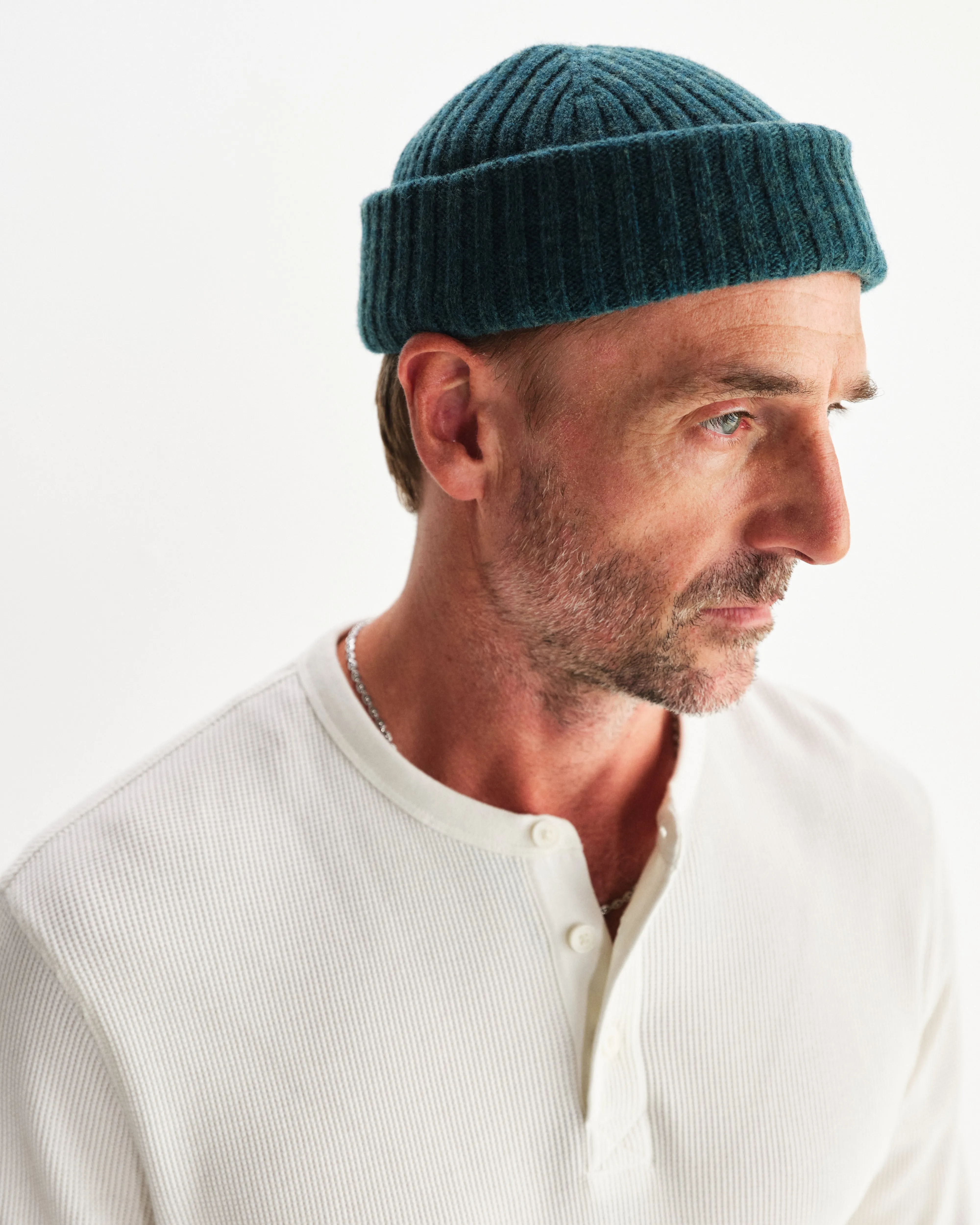 Brook - Forest Green Single Rib Wool Beanie sold by Wax London product image thumbnail 2