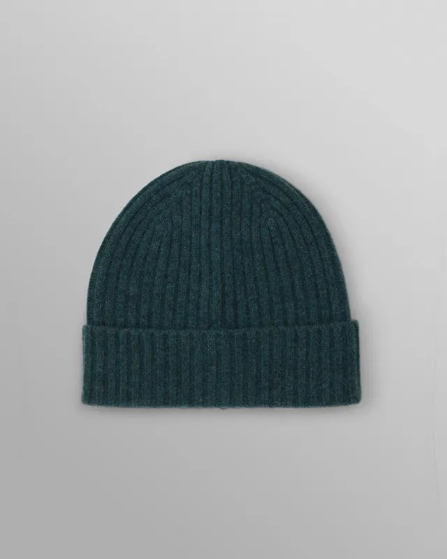 Brook - Forest Green Single Rib Wool Beanie made by Wax London