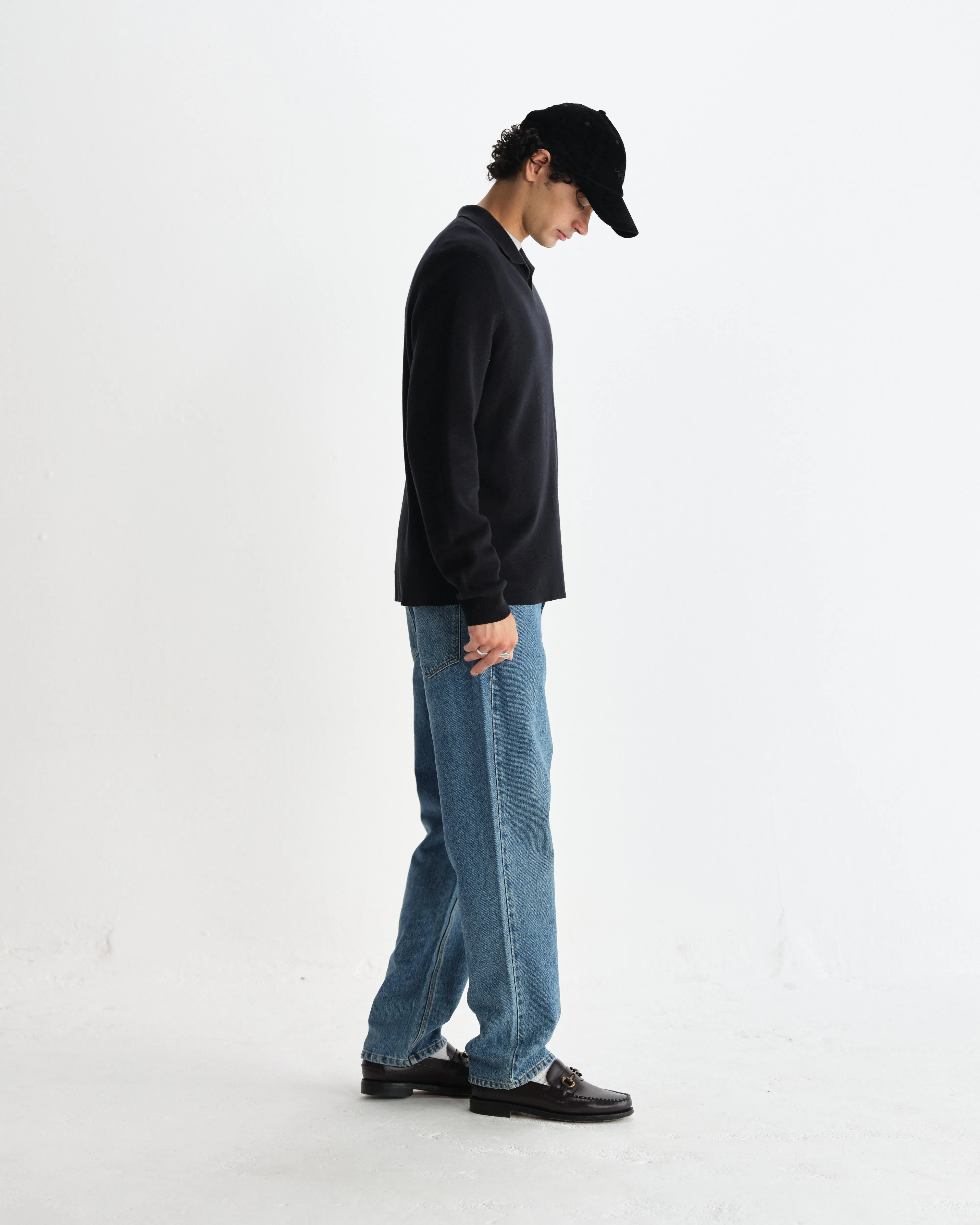 Carter - Black Open Collar Milano Knit Polo sold by Wax London product image thumbnail 5