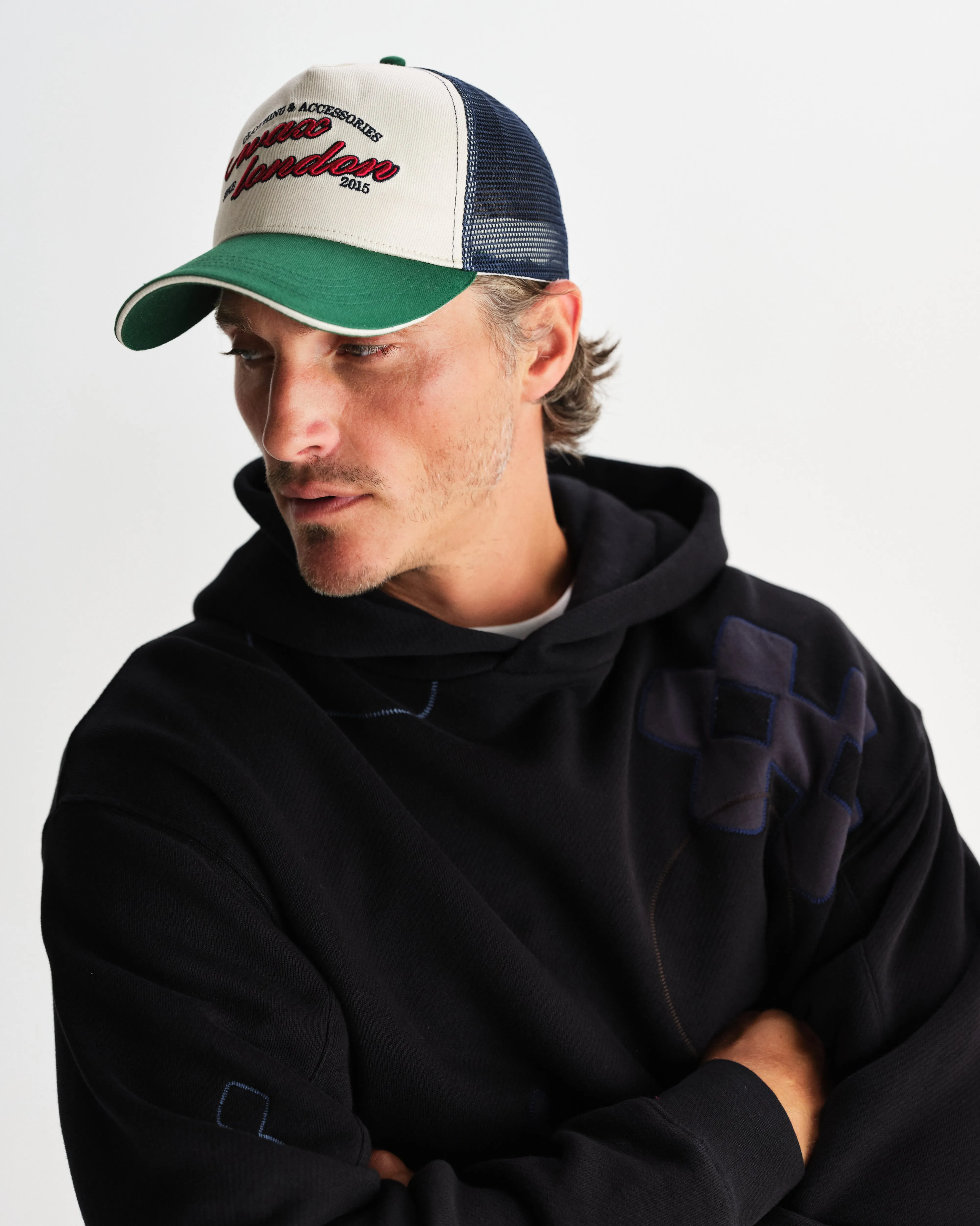 Dale - Ecru And Multicolour Script Trucker Cap sold by Wax London product image thumbnail 3