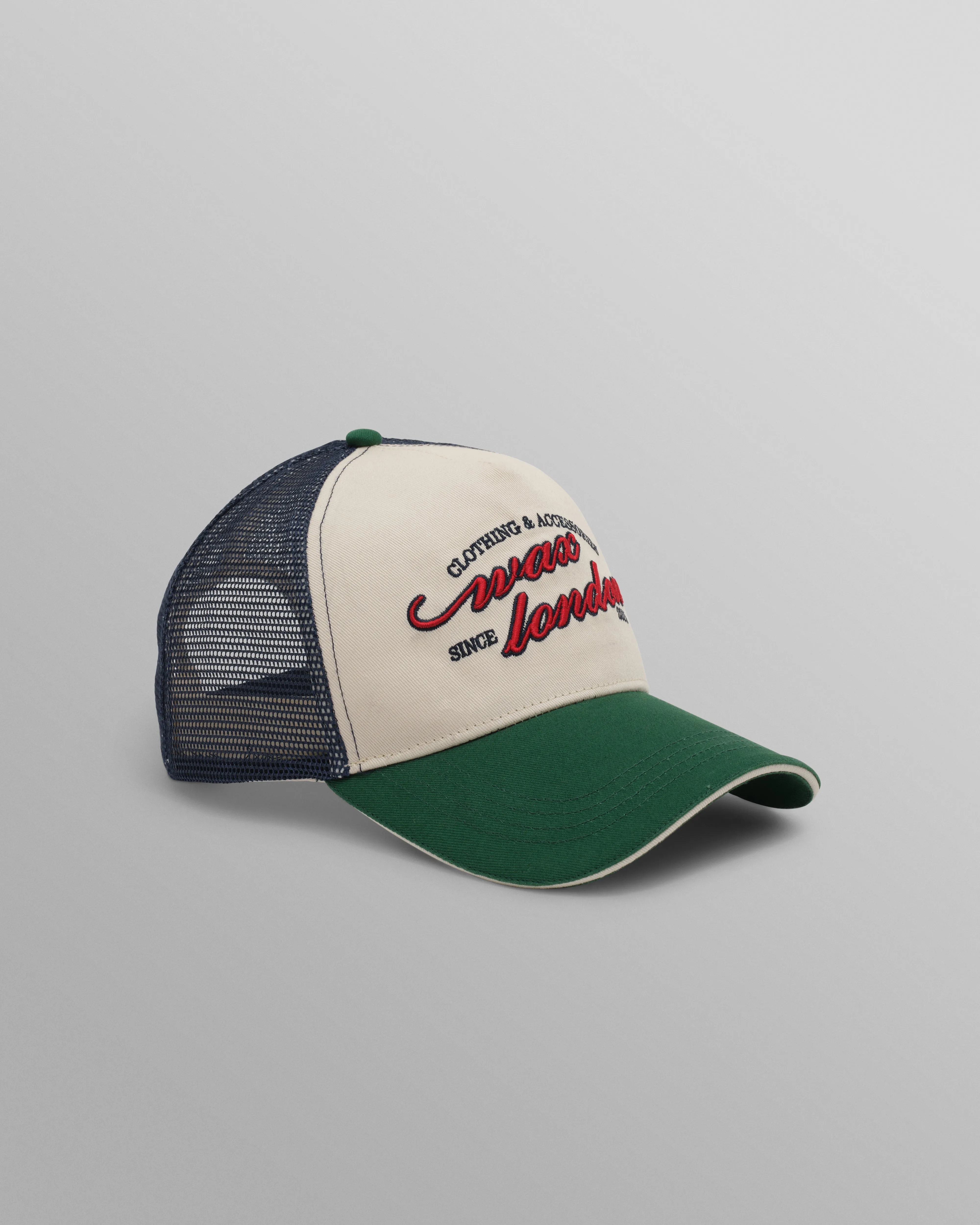 Dale - Ecru And Multicolour Script Trucker Cap sold by Wax London product image thumbnail 4