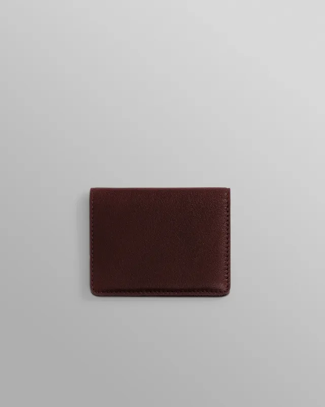 Forbe - Cherry Retro Grain Leather Cardholder made by Wax London