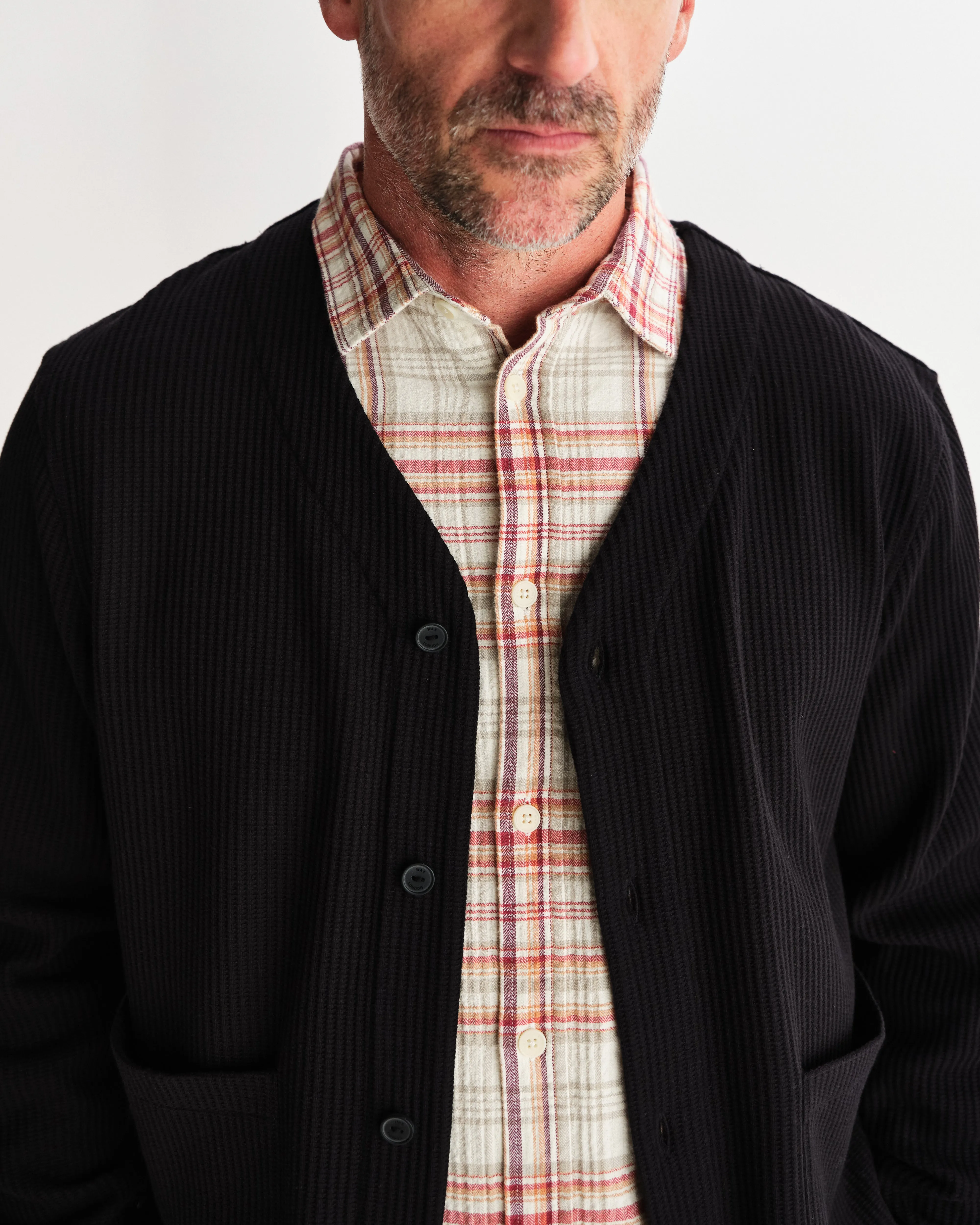 Guildford - Black Structured Waffle Cardigan sold by Wax London product image thumbnail 3