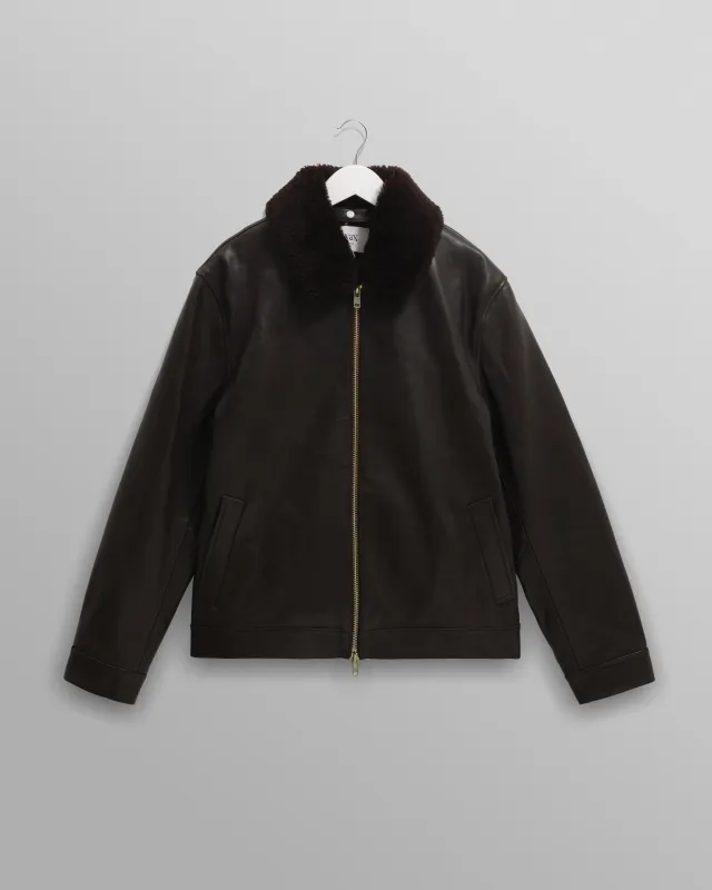 Kendal - Dark Brown Lamb Leather Flight Jacket made by Wax London