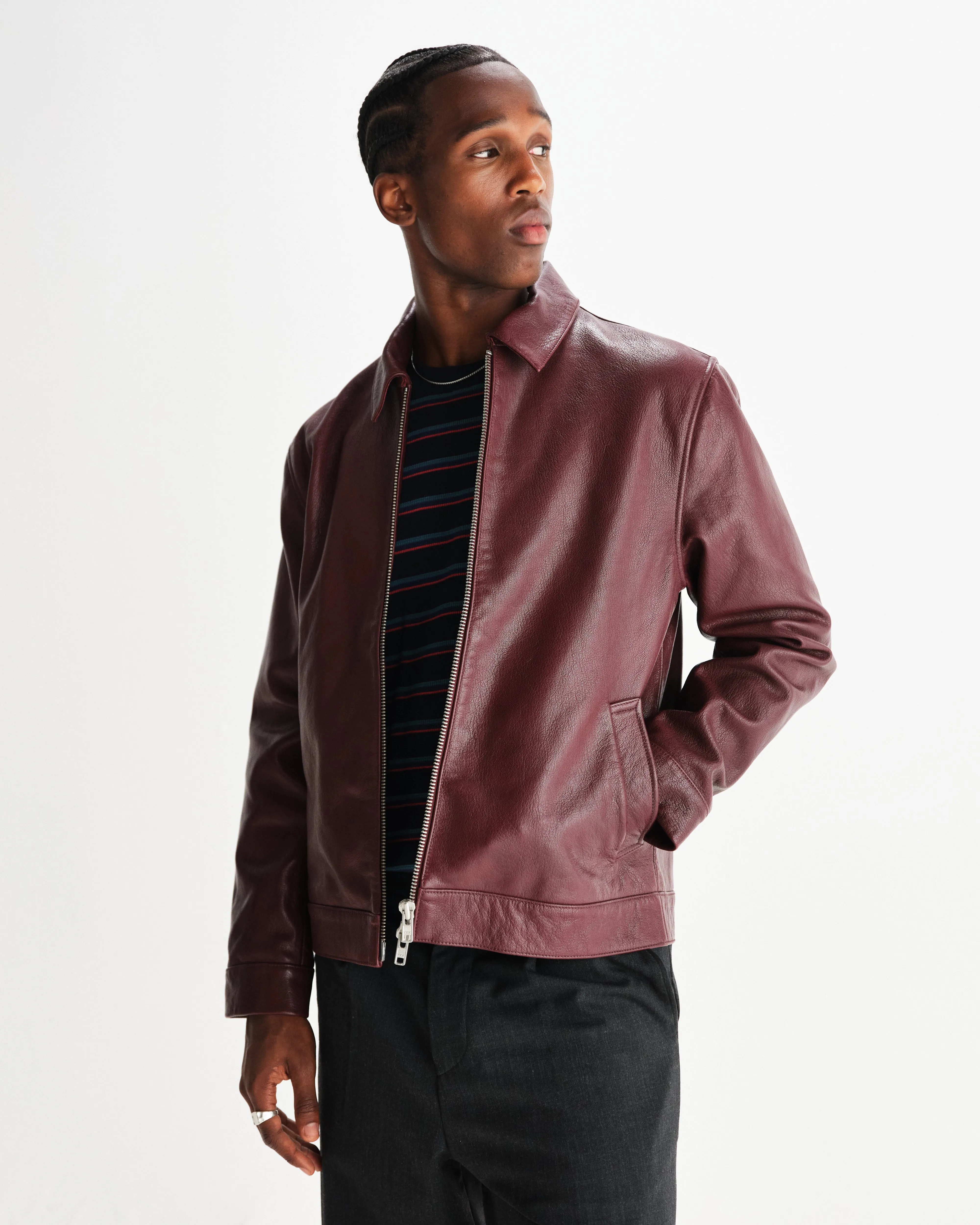 Kendal - Cherry Leather Jacket sold by Wax London product image thumbnail 2