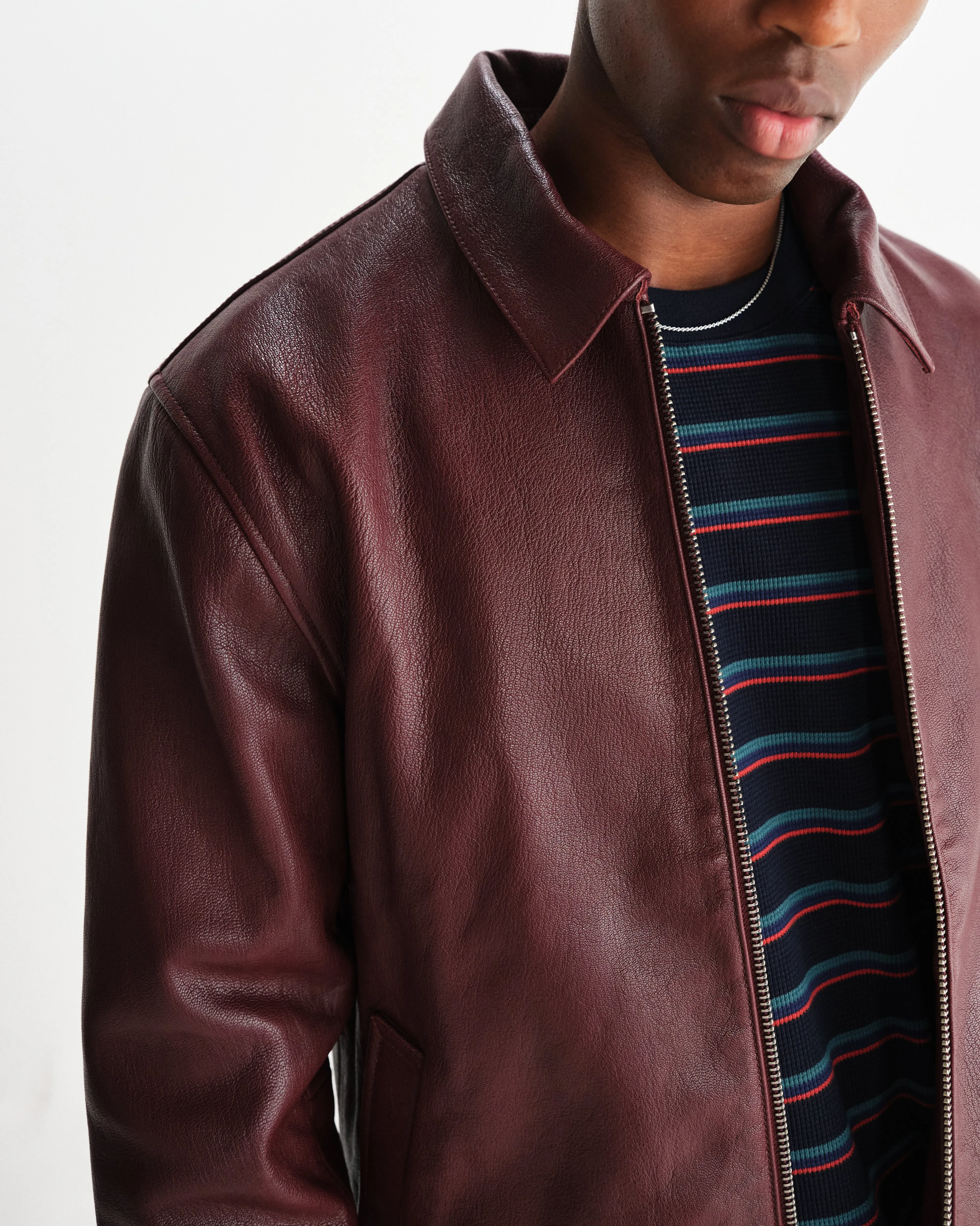 Kendal - Cherry Leather Jacket sold by Wax London product image thumbnail 3