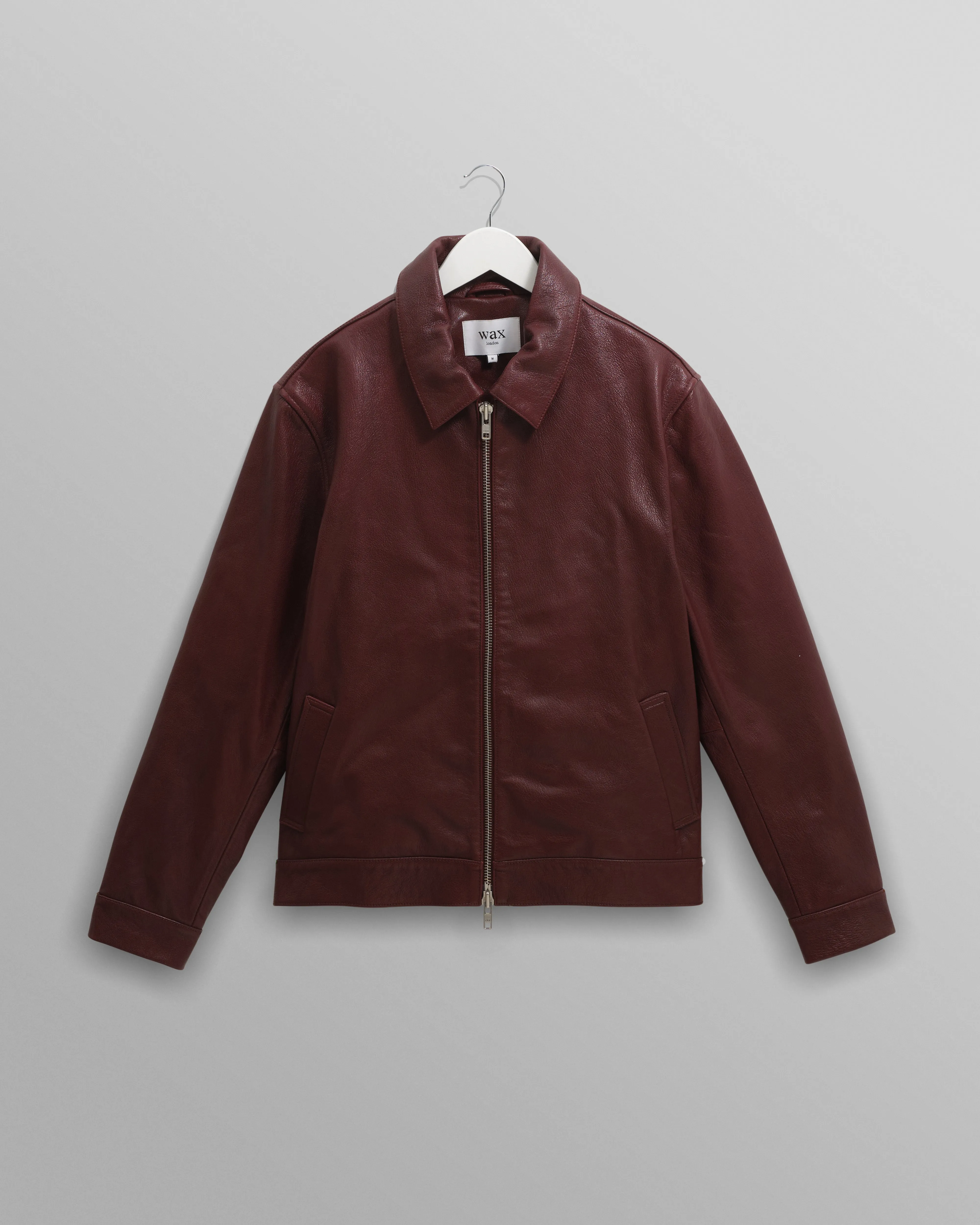 Kendal - Cherry Leather Jacket sold by Wax London