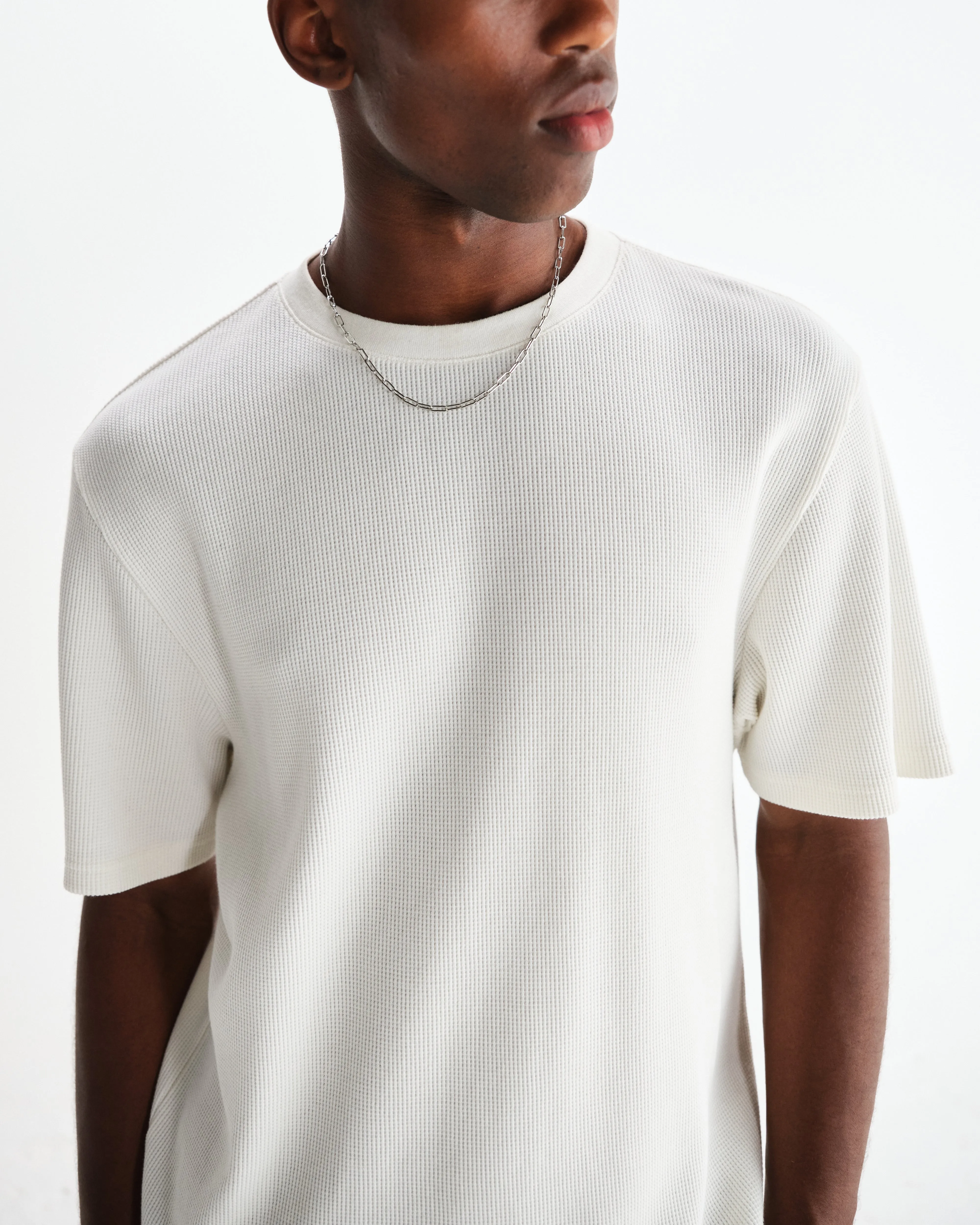 Milton - Ecru Organic Waffle Cotton T-Shirt sold by Wax London product image thumbnail 3