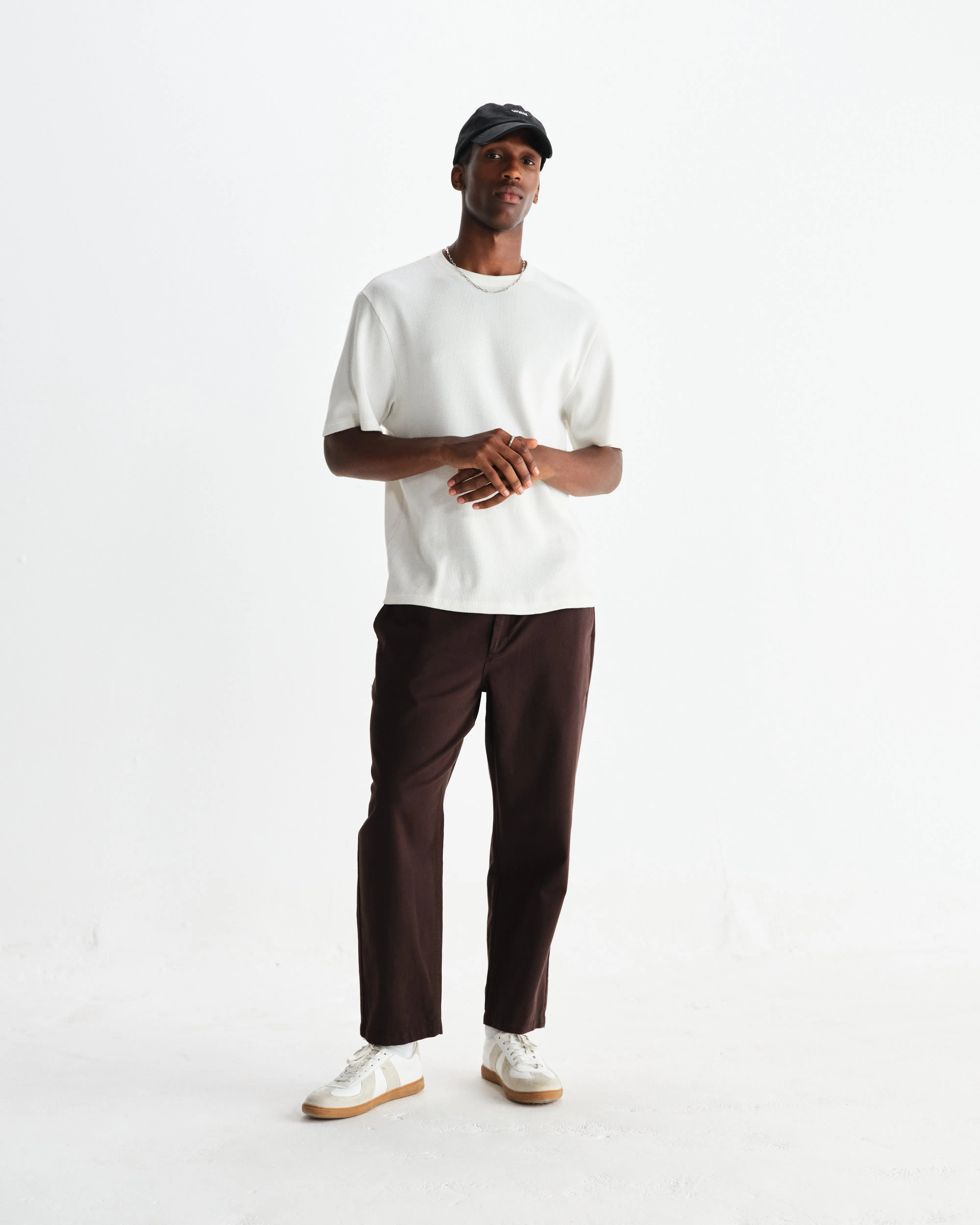 Milton - Ecru Organic Waffle Cotton T-Shirt sold by Wax London product image thumbnail 4