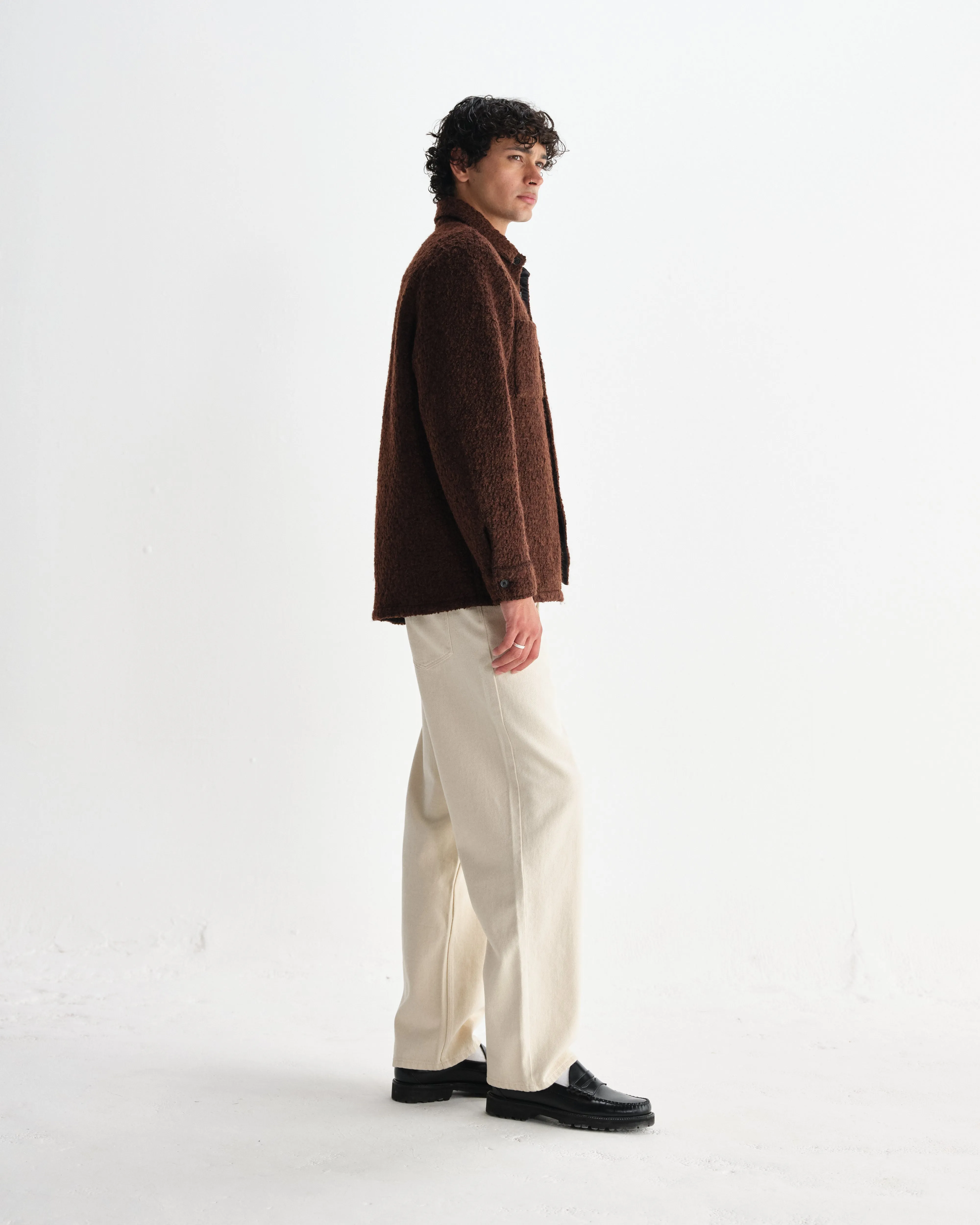 Mount - Brown Reversible Boucle Wool Overshirt sold by Wax London product image thumbnail 5