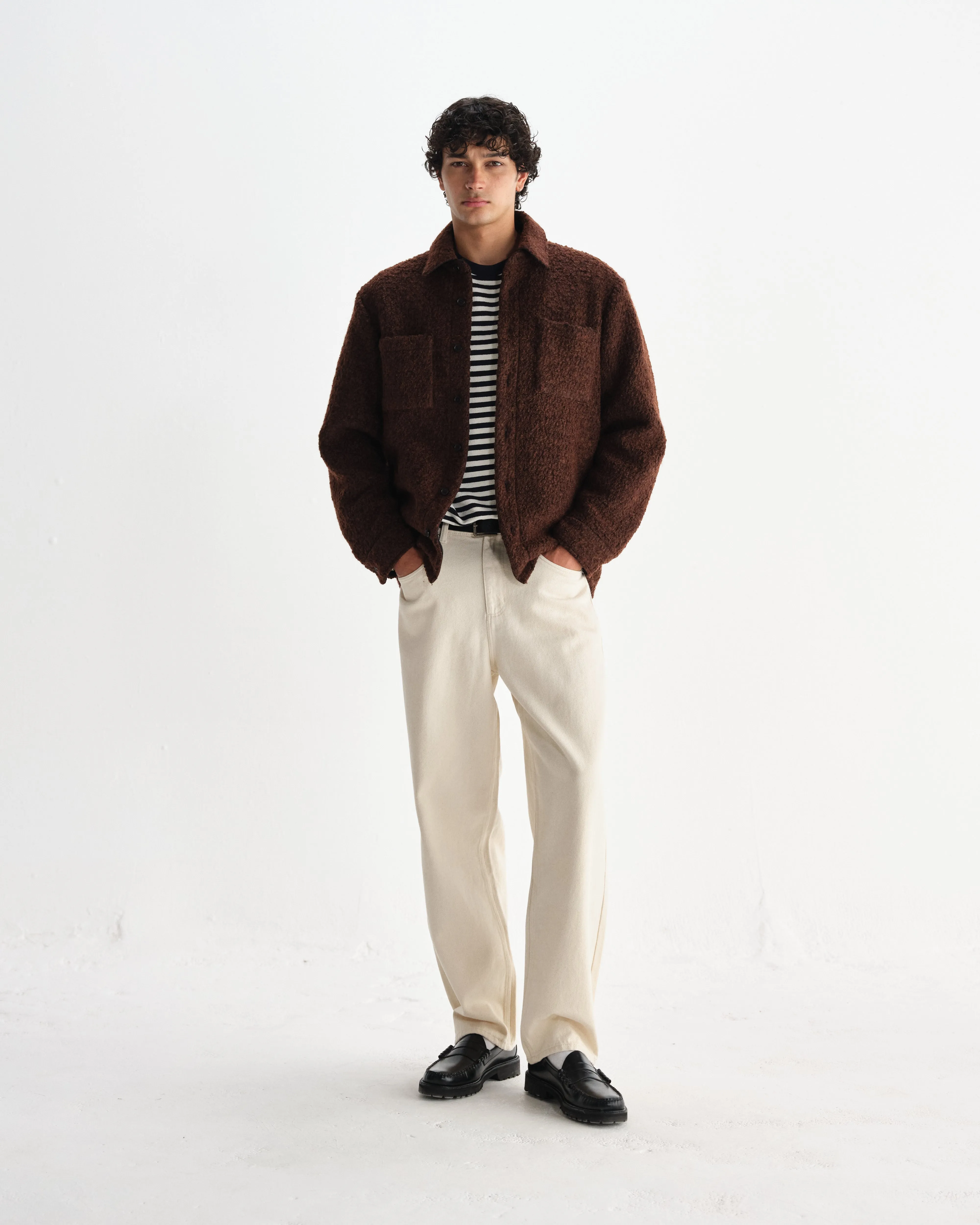 Mount - Brown Reversible Boucle Wool Overshirt sold by Wax London product image thumbnail 4