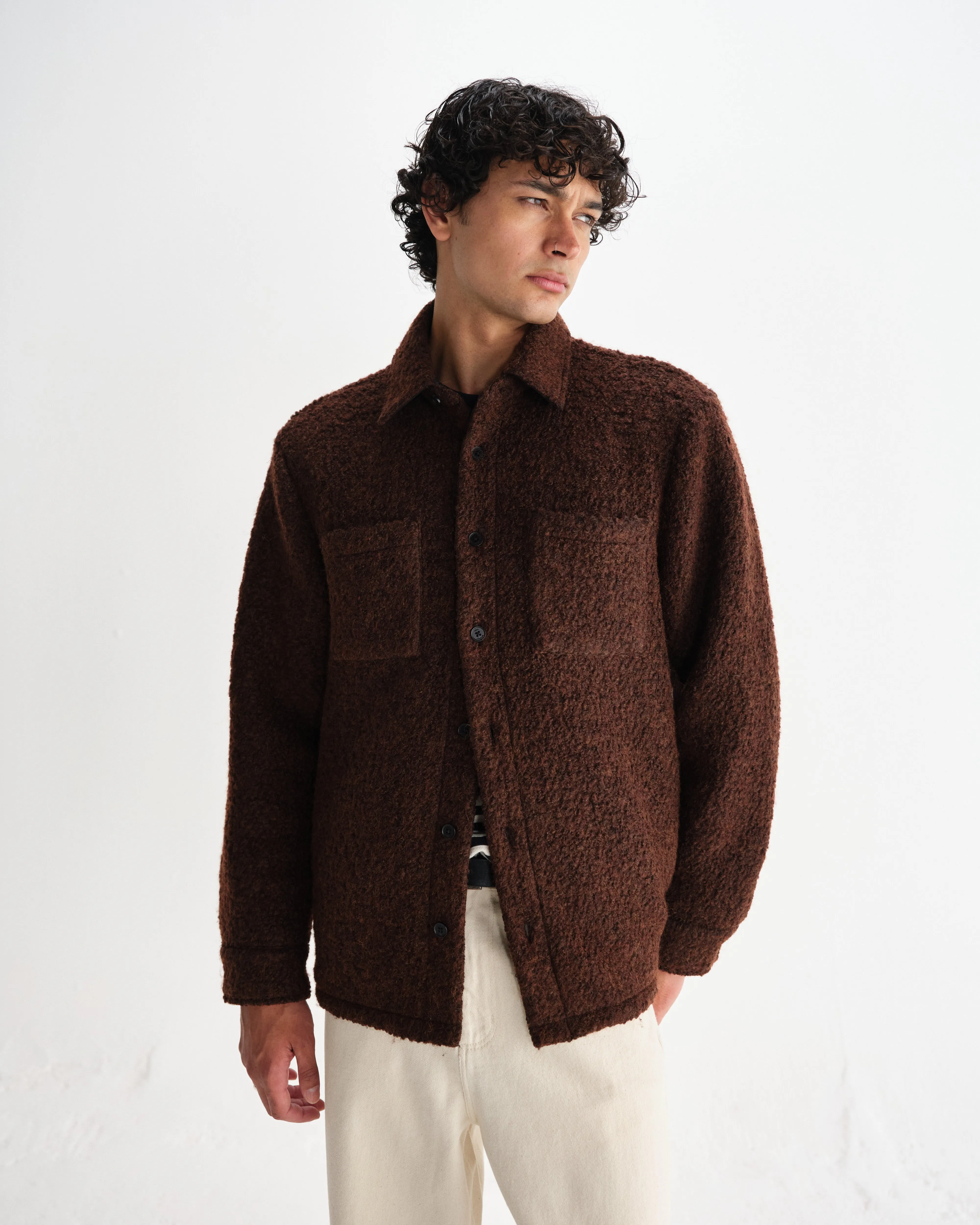 Mount - Brown Reversible Boucle Wool Overshirt sold by Wax London product image thumbnail 2