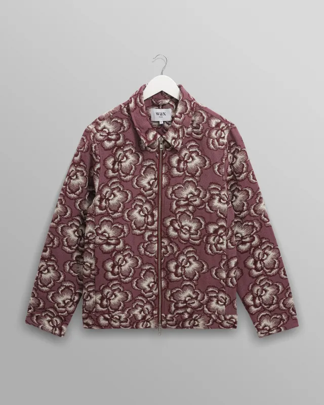 Park - Burgundy And Ecru Floral Jacquard Jacket sold by Wax London