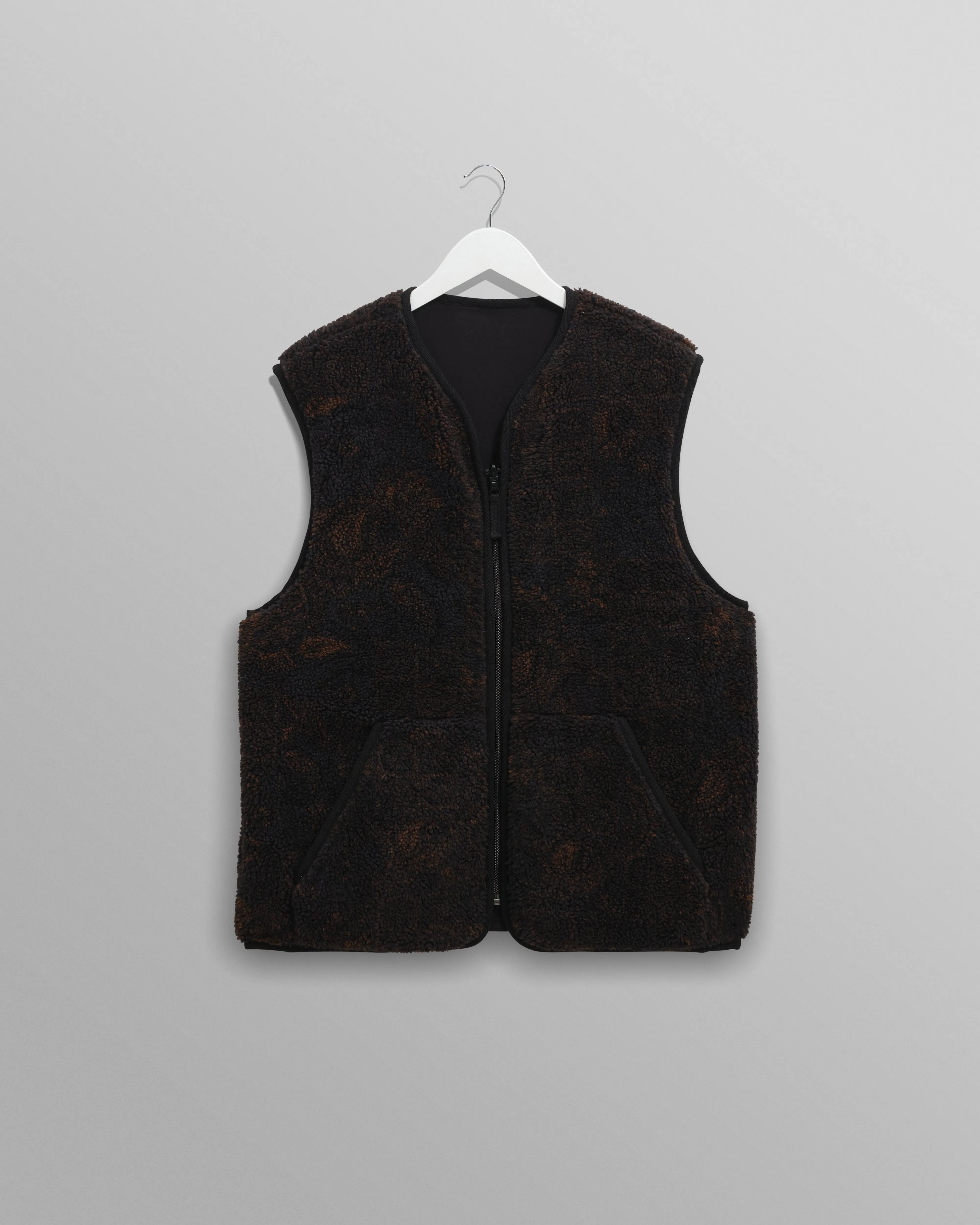 Paragon - Black And Brown Reversible Paisley Borg Gilet sold by Wax London