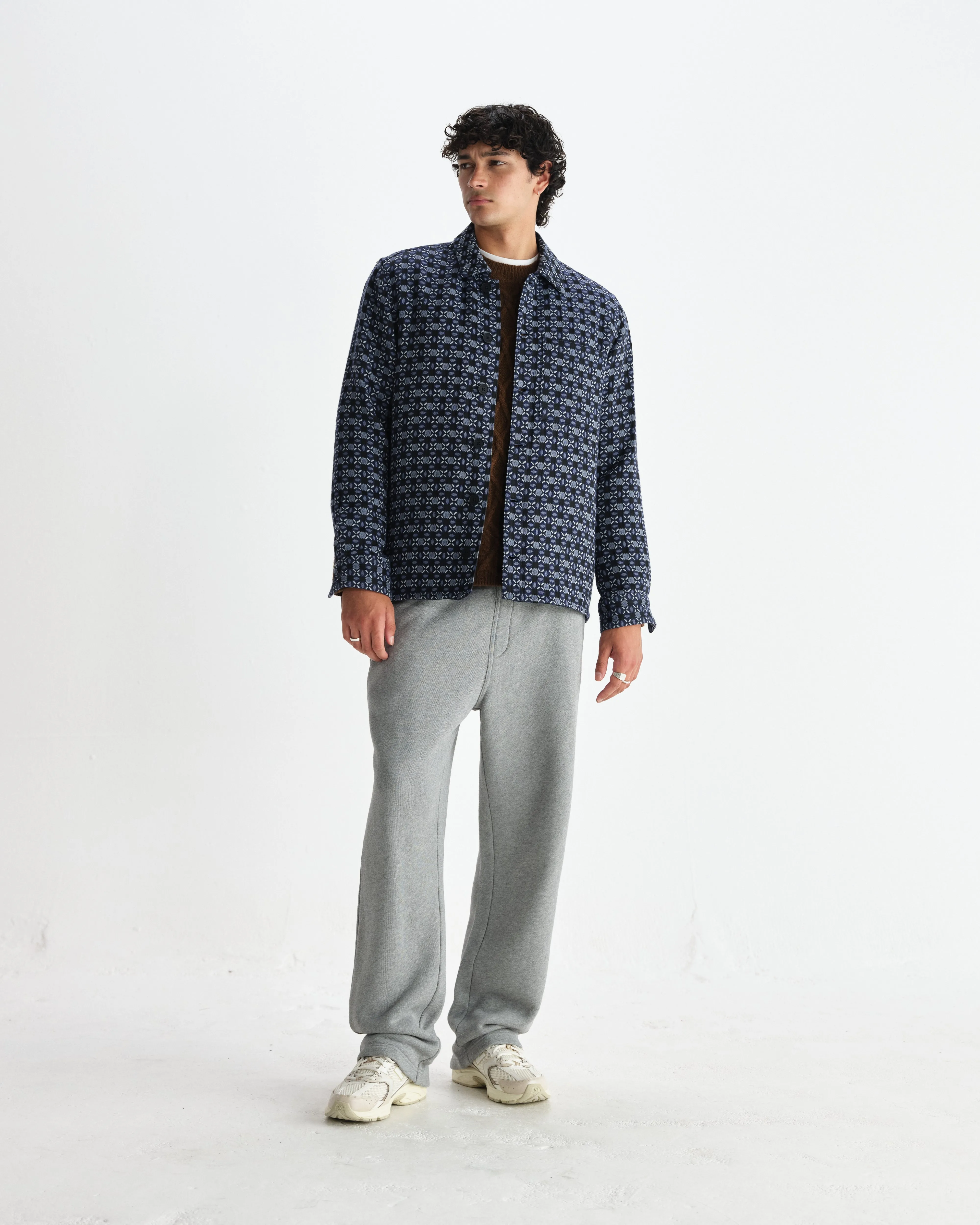 Rockley - Navy Geometric Jacquard Overshirt sold by Wax London product image thumbnail 4