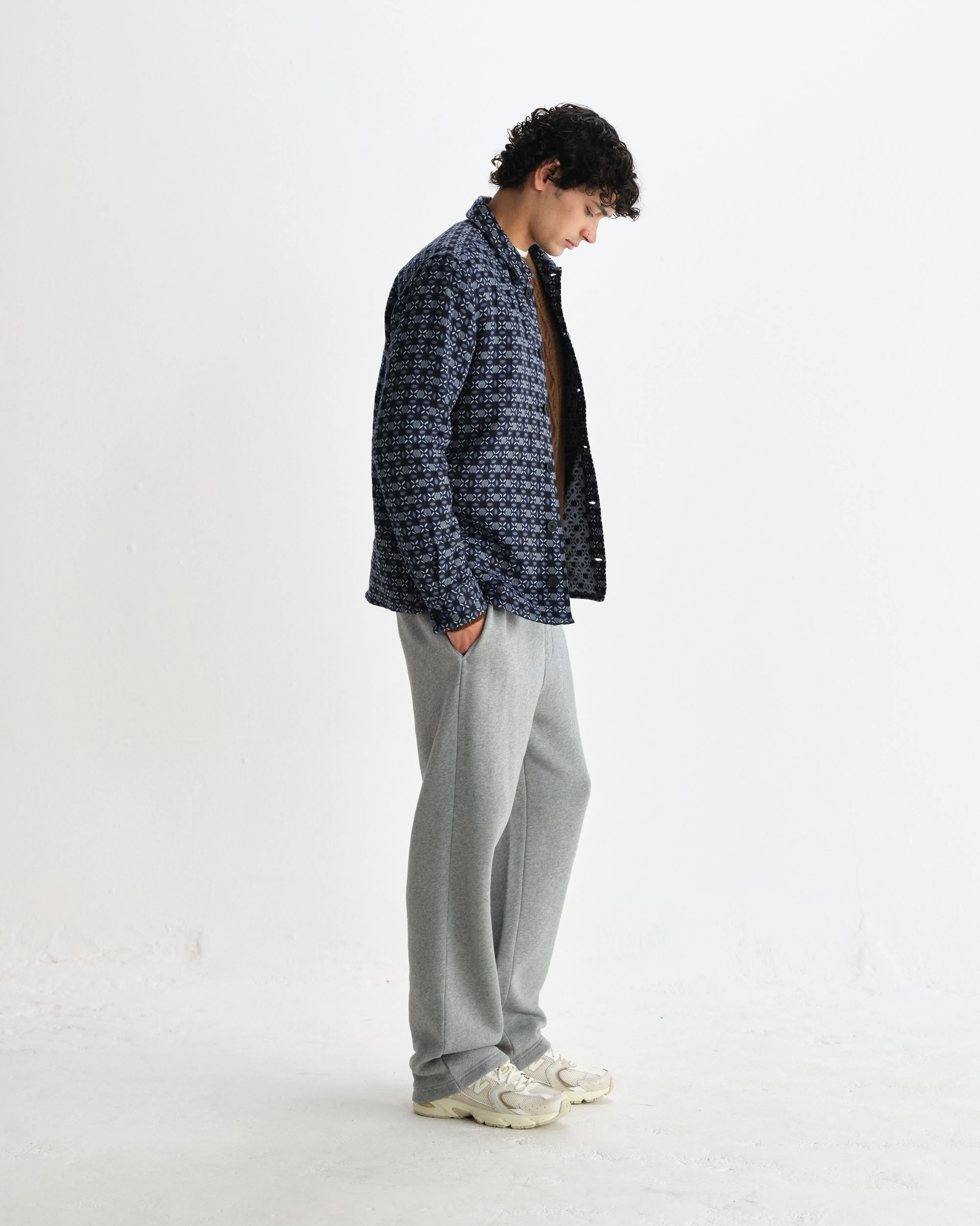 Rockley - Navy Geometric Jacquard Overshirt sold by Wax London product image thumbnail 5