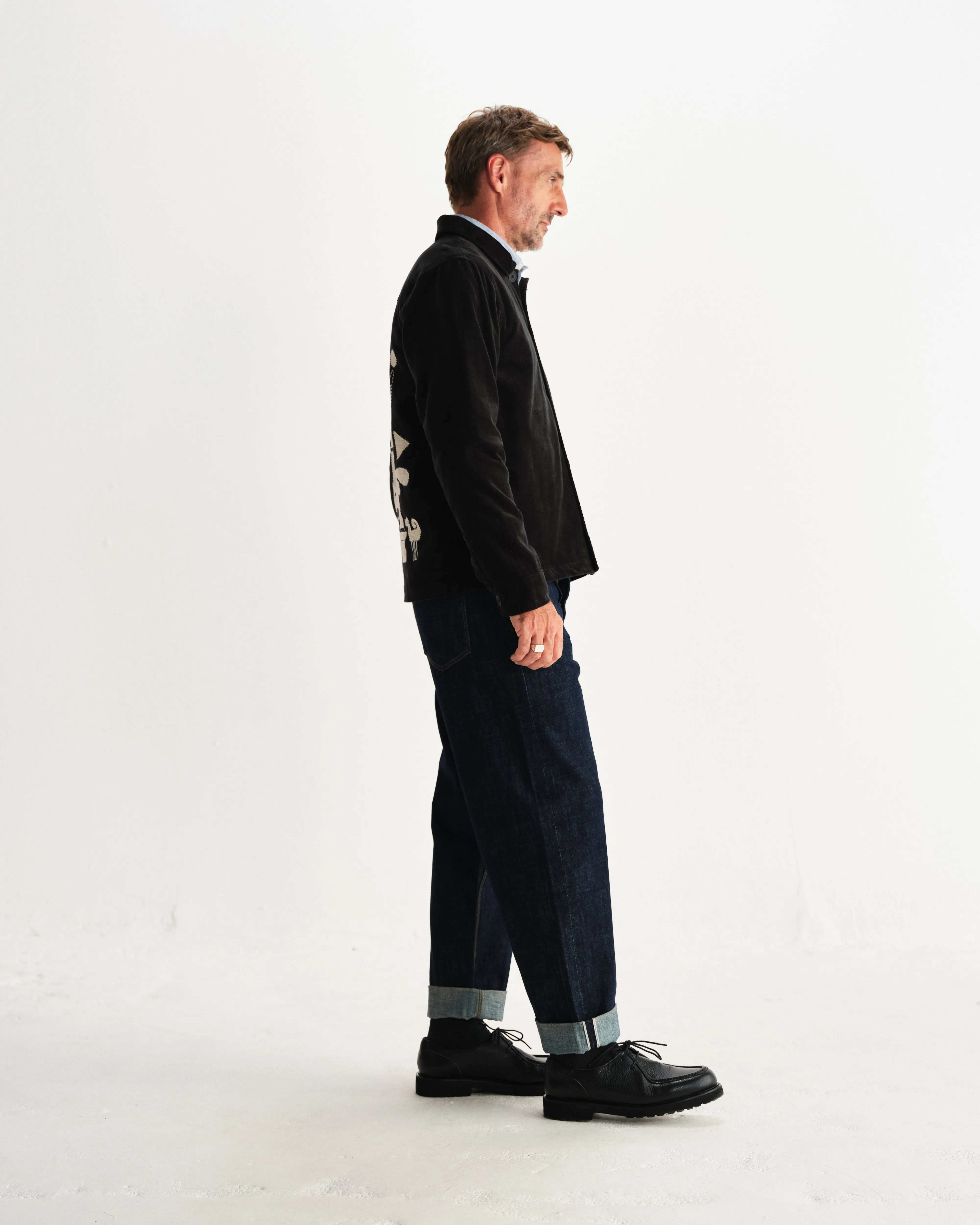 Rockley - Black And Ecru Applique Velvet Overshirt sold by Wax London product image thumbnail 5