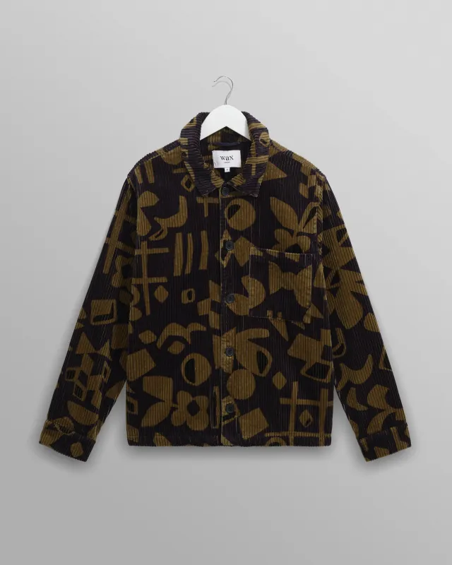Rockley - Navy And Khaki Shapes Jumbo Corduroy Overshirt sold by Wax London