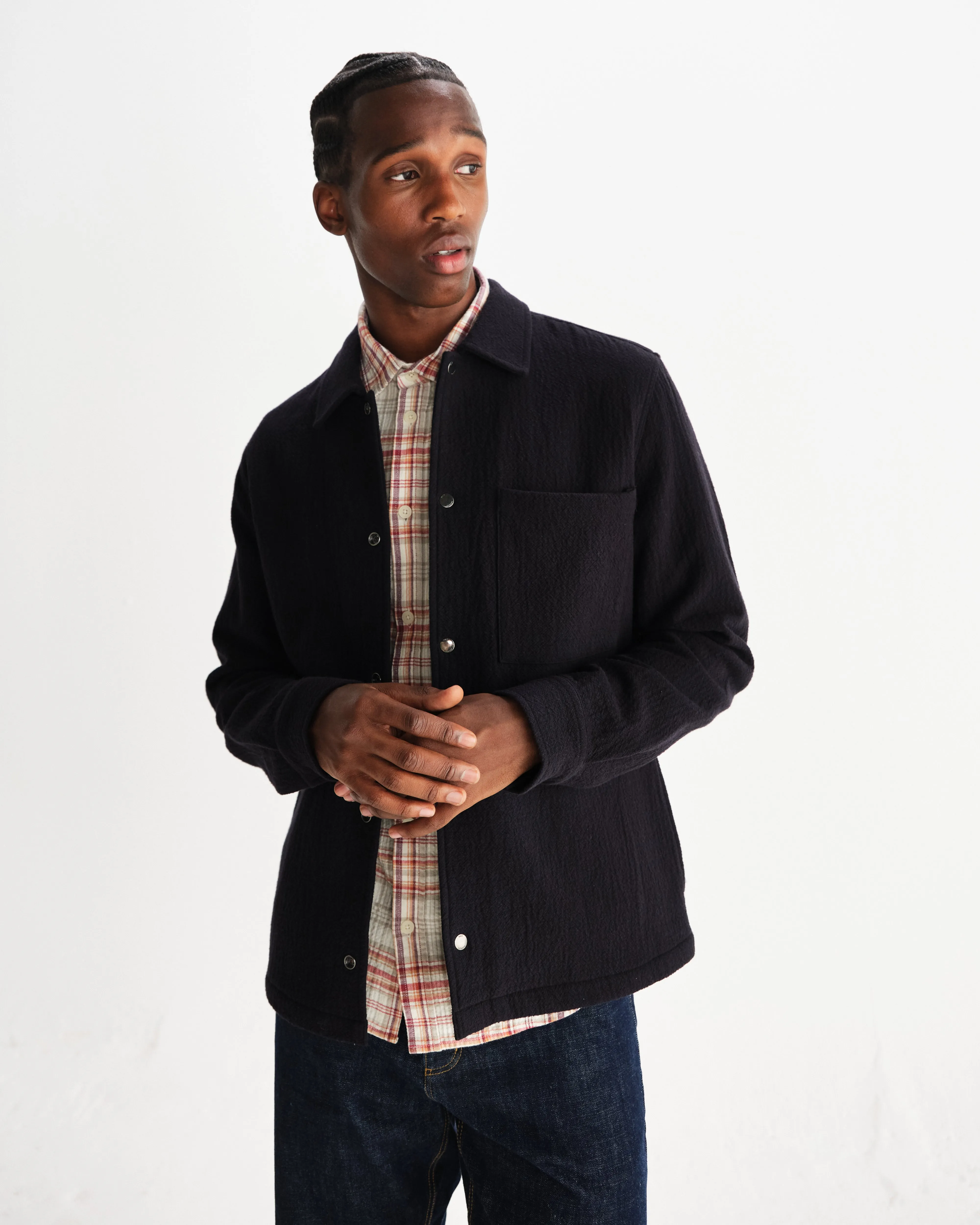 Romer - Black Heavy Crinkle Cotton Overshirt sold by Wax London product image thumbnail 2