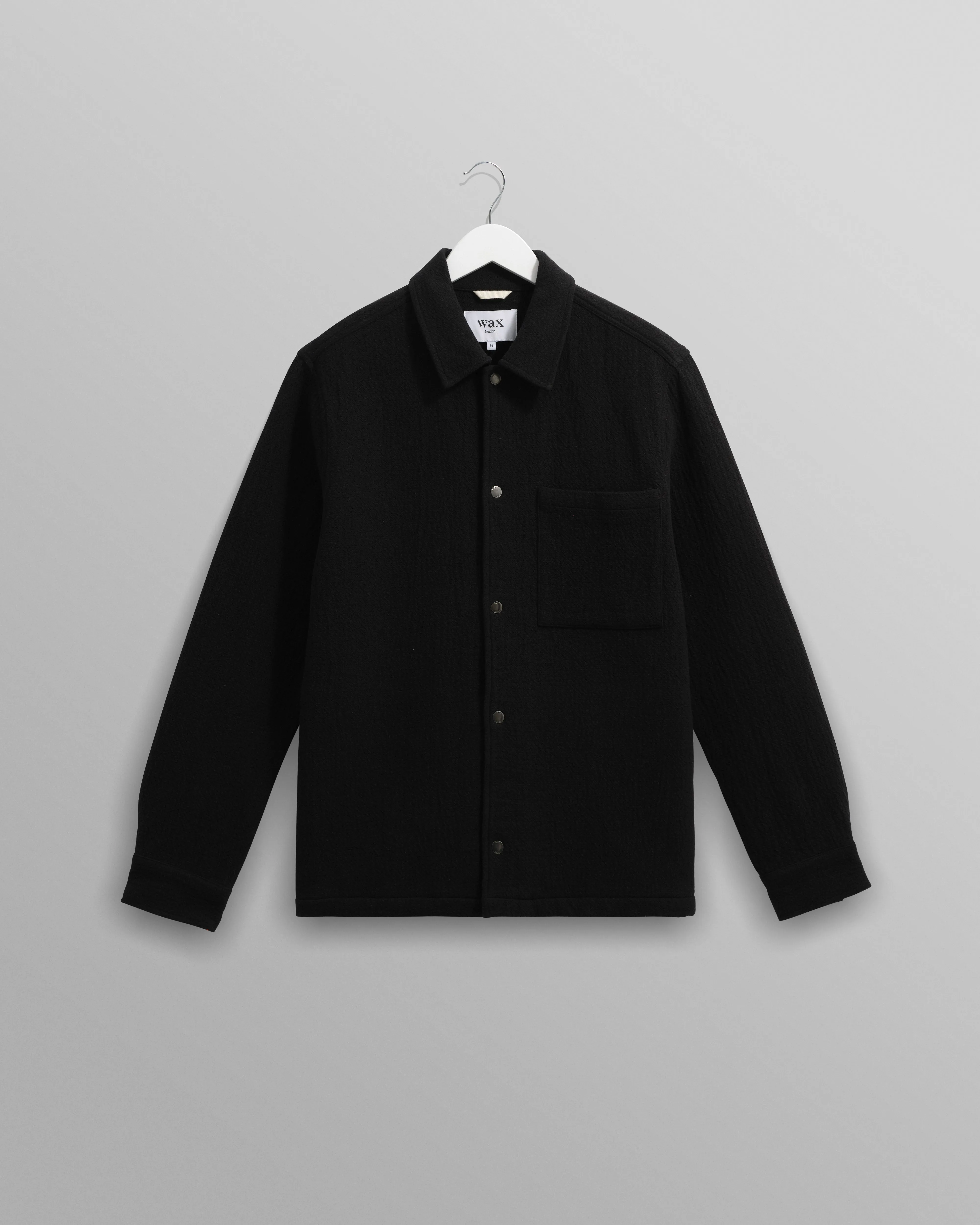 Romer - Black Heavy Crinkle Cotton Overshirt sold by Wax London
