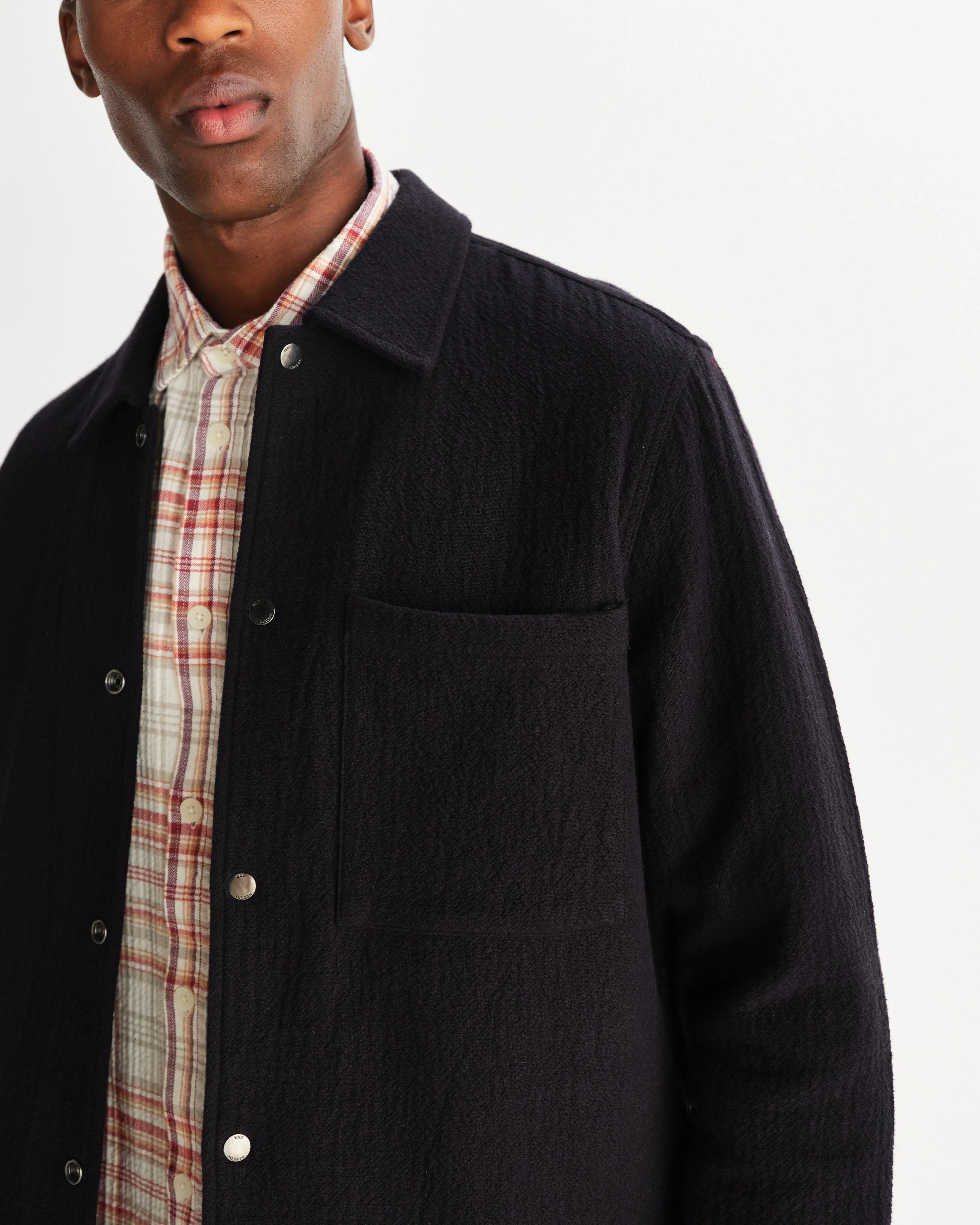 Romer - Black Heavy Crinkle Cotton Overshirt sold by Wax London product image thumbnail 3