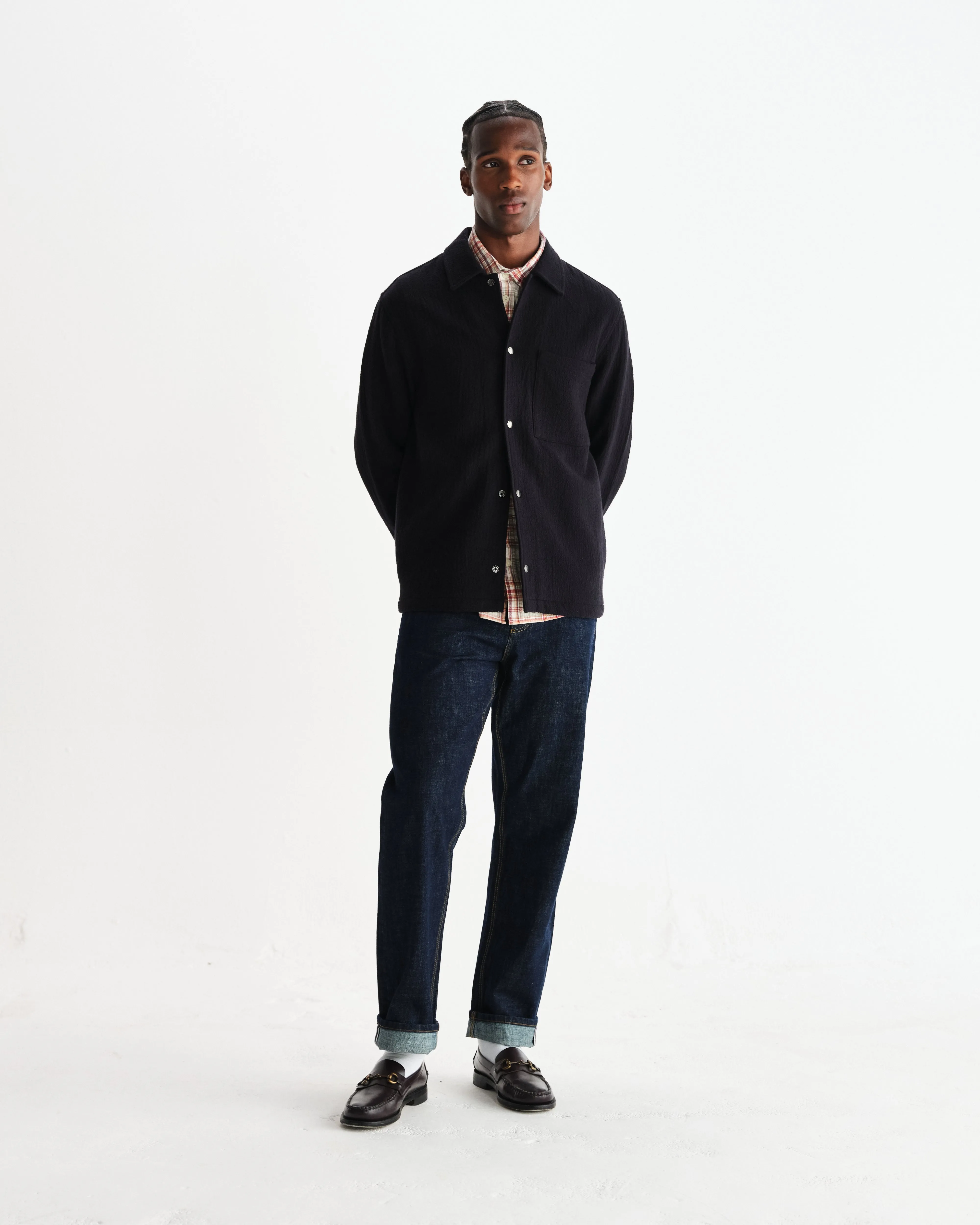 Romer - Black Heavy Crinkle Cotton Overshirt sold by Wax London product image thumbnail 4