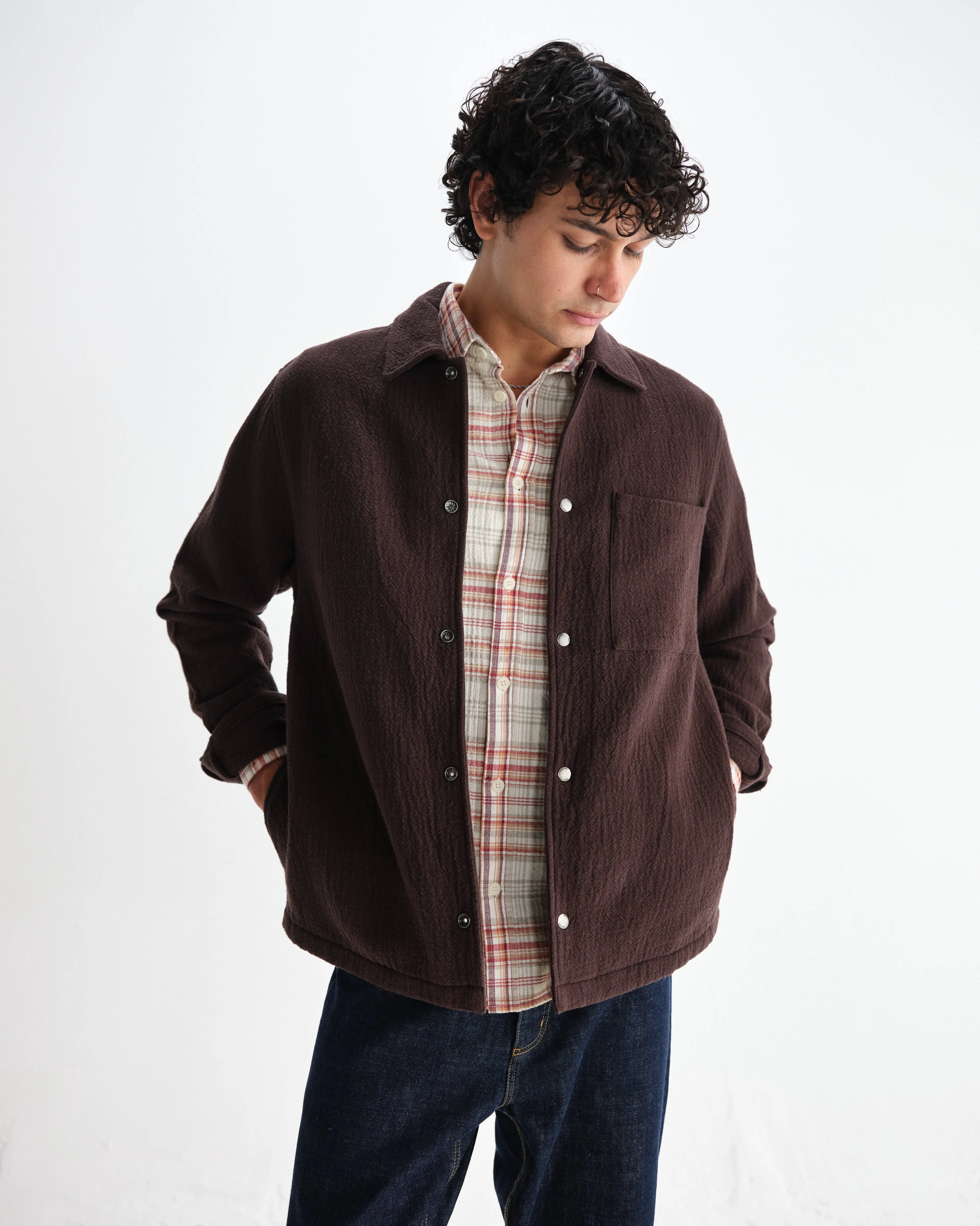 Romer - Dark Brown Heavy Crinkle Cotton Overshirt sold by Wax London product image thumbnail 2