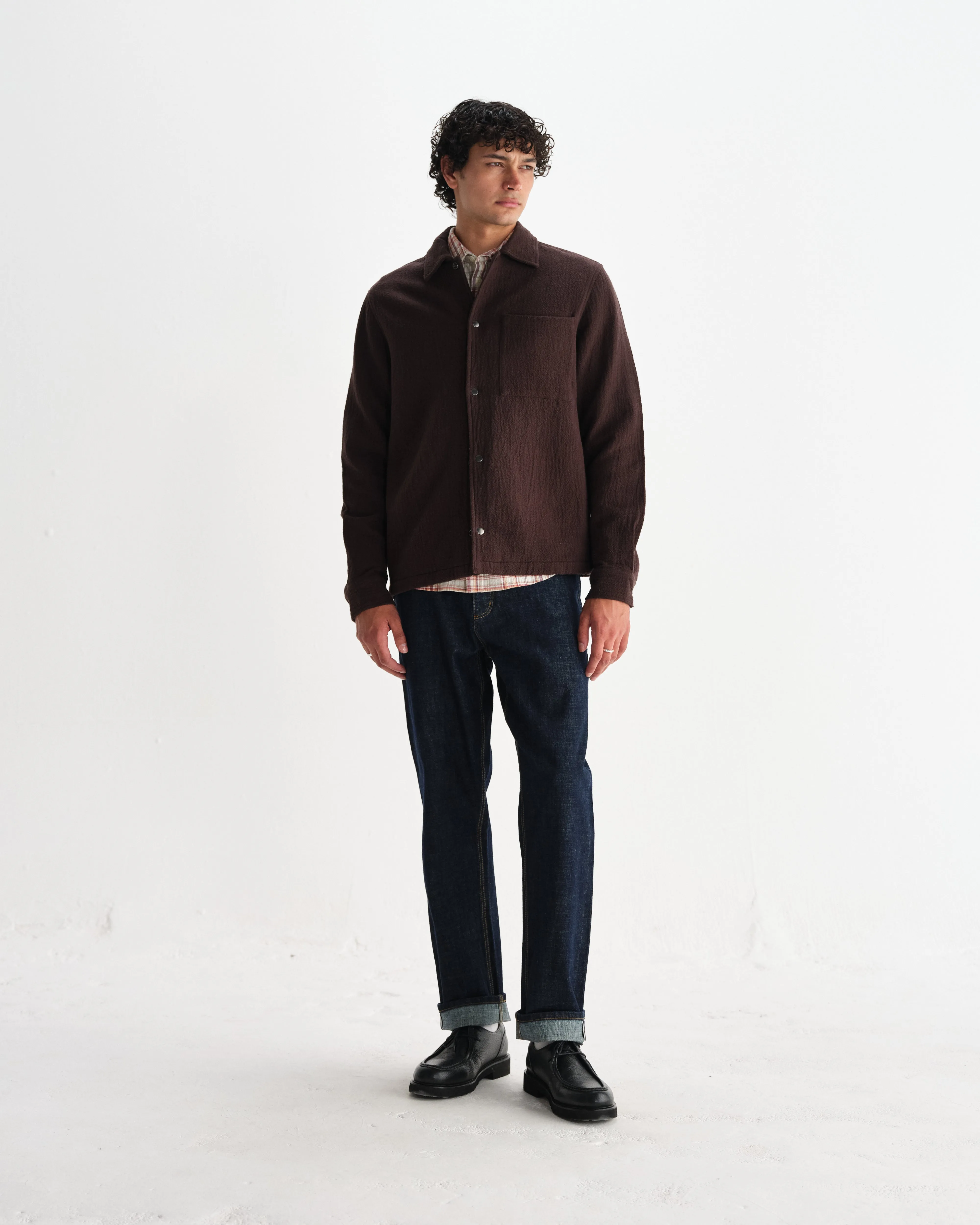 Romer - Dark Brown Heavy Crinkle Cotton Overshirt sold by Wax London product image thumbnail 4