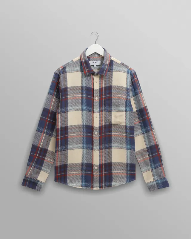 Shelly - Blue And Multicolour Check Flannel Shirt made by Wax London